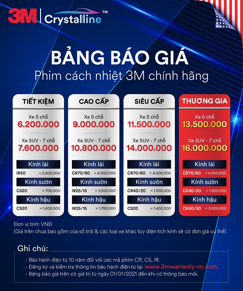 gói dán phim cách nhiệt 3M chính hãng
