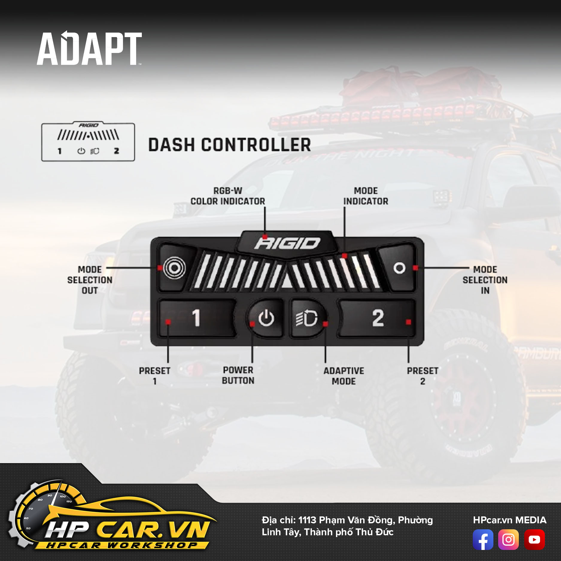 lắp đặt Đèn Led bar Rigid Adapt cho xe ô tô