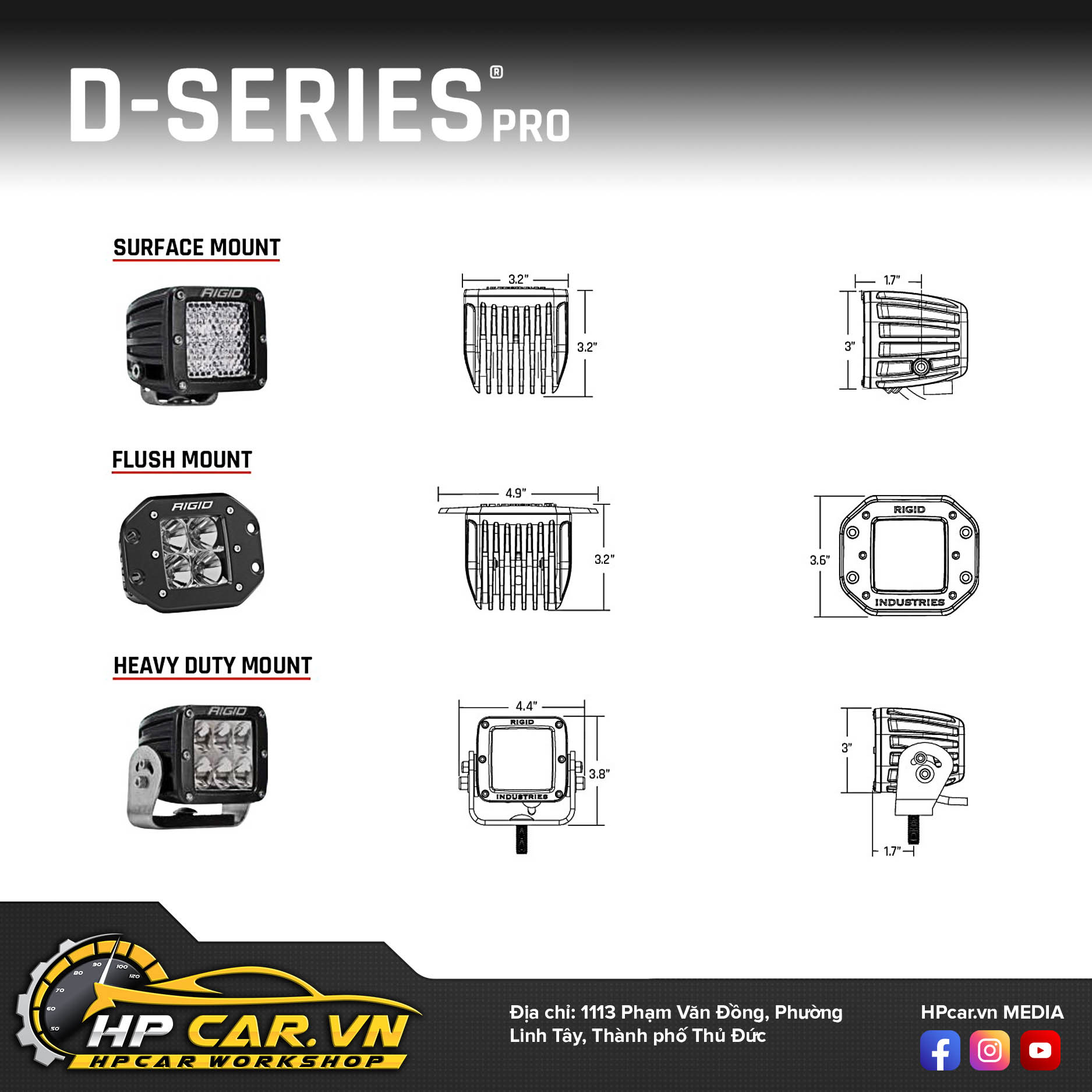 cấu tạo Đèn Led bar Rigid D-Series Pro