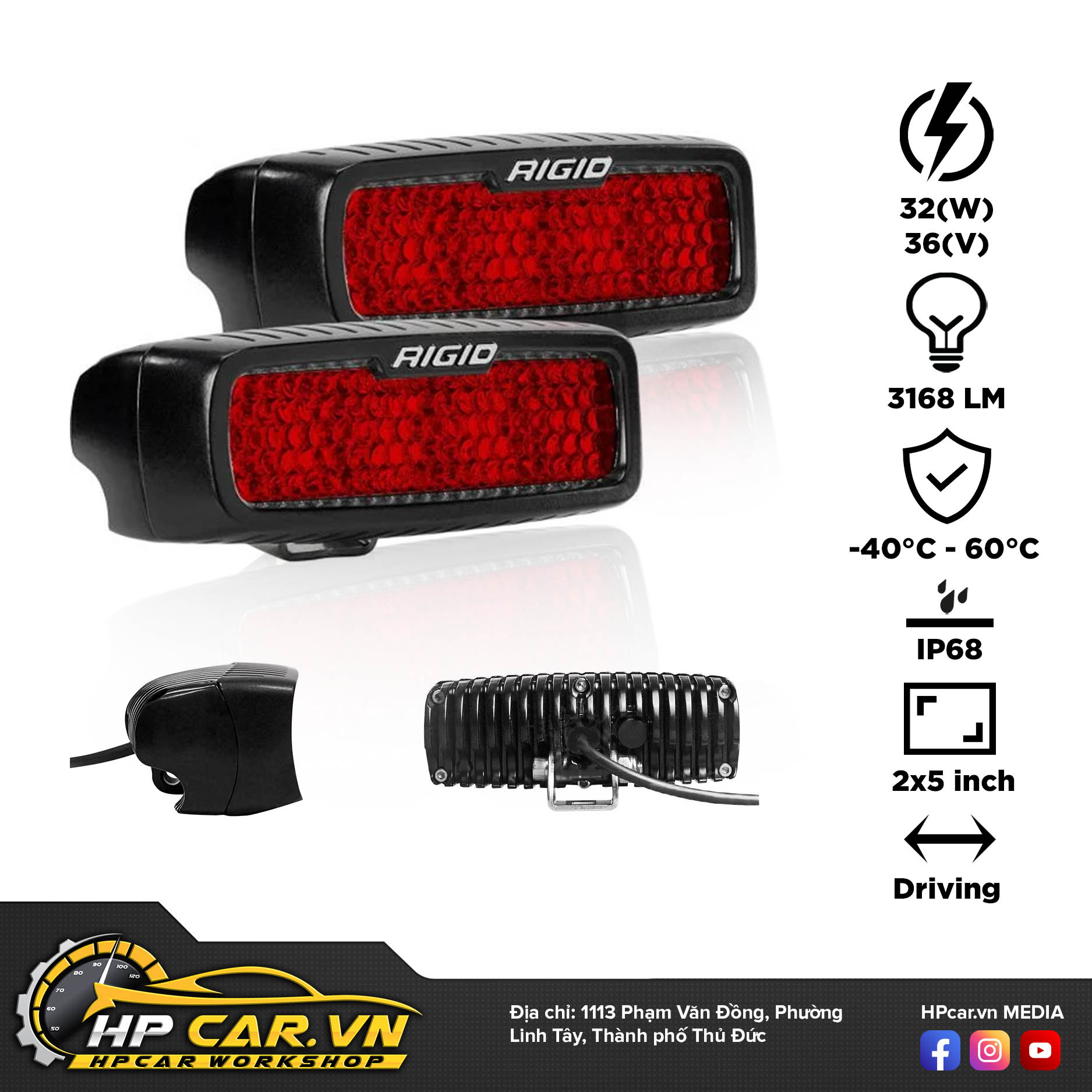 Đèn Led bar Rigid SR-Q Pro màu đỏ