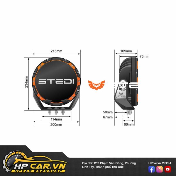 kích thước cặp đèn Led Stedi Type - X Rro 8.5 inch