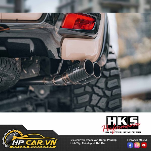 lắp đặt HKS Legamex Muffler Side Dual Exit Carbon Tip