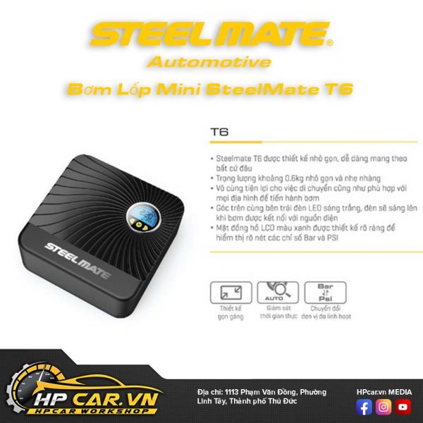 Bơm lốp mini Steelmate T6