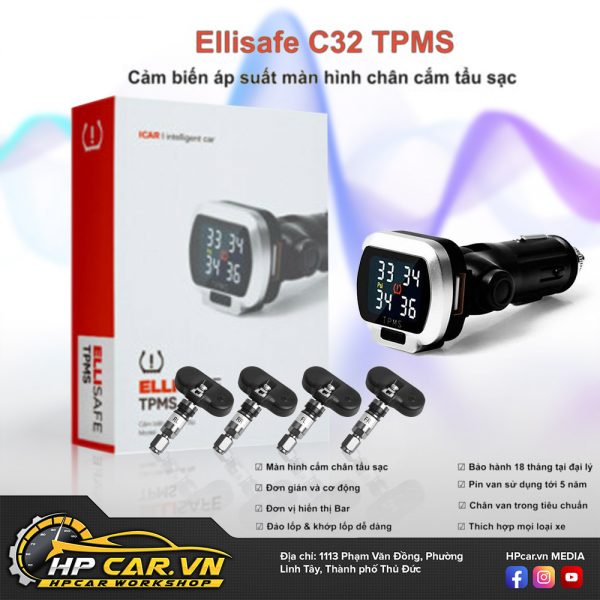Hệ thống cảm biến cảnh báo áp suất lốp C32 Hệ thống cảm biến cảnh báo áp suất lốp C32
