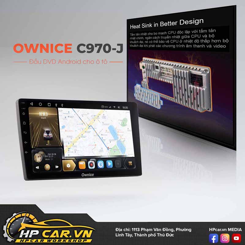 DVD Android Ô Tô Ownice C970-J thiết kế mỏng nên lắp được cho hầu hết các loại xe thiet ke dau android oto ownice c970 j