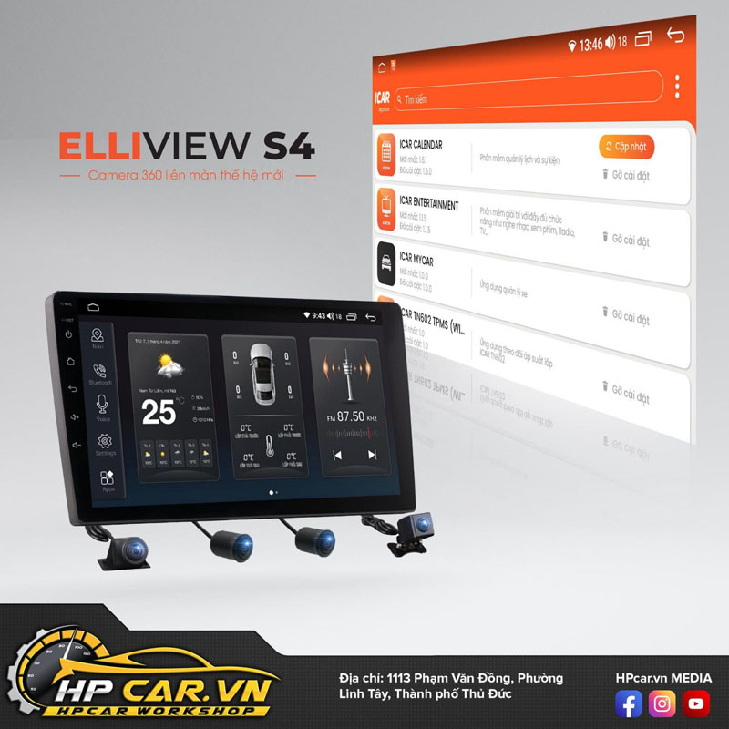 Màn Hình Android Elliview S4 Deluxe [4GB/64GB + Camera 360]