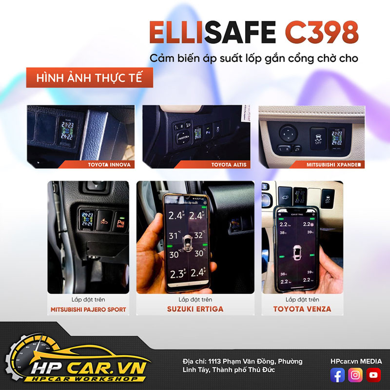 Cảm Biến Áp Suất Lốp C398 Cho Lỗ Chờ Xe TOYOTA + Điện Thoại cam bien ap suat lop c398 cho lo cho xe toyota va dien thoai
