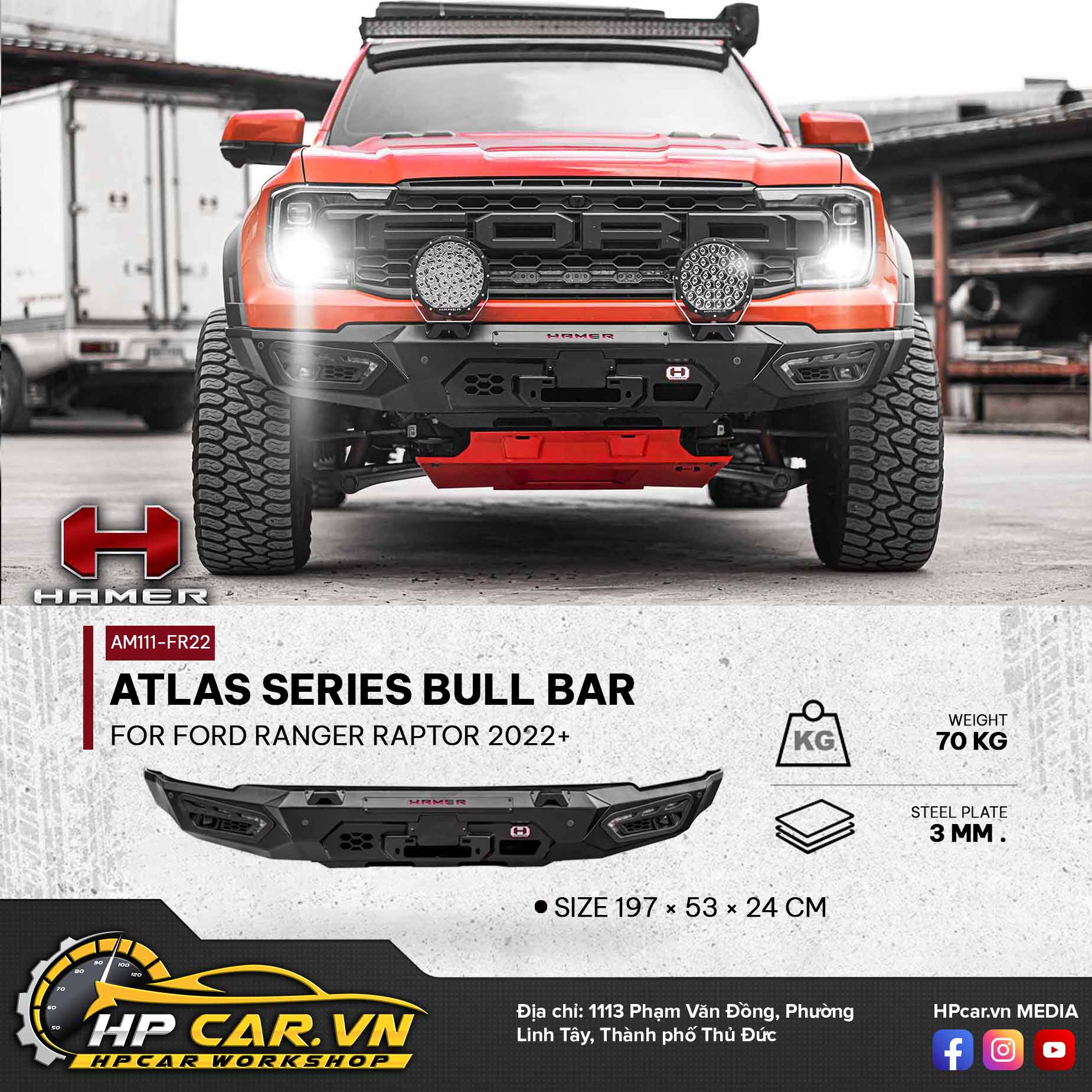 ATLAS SERIES BULL BAR FOR FORD RANGER RAPTOR 2022+