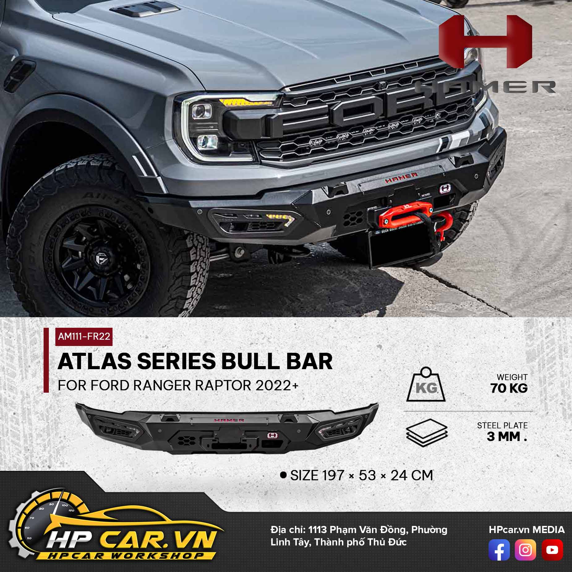 ATLAS SERIES BULL BAR FOR FORD RANGER RAPTOR 2022+