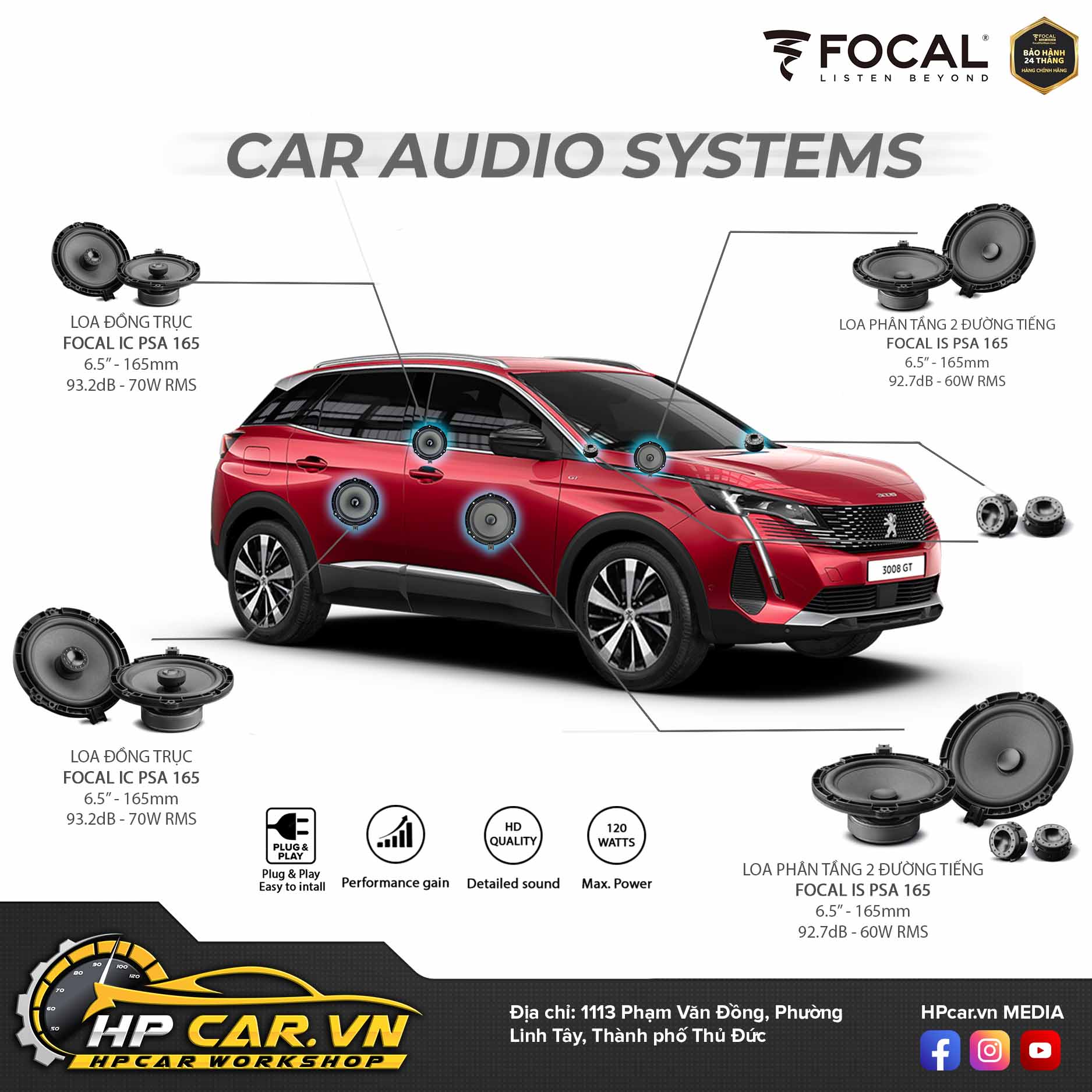 Lắp đặt loa Focal inside Peugeot ở đâu tốt nhất?