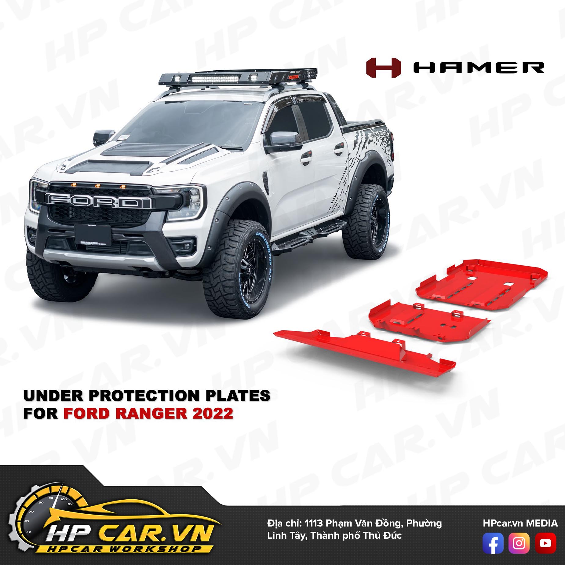 FULL UNDER PROTECTION PLATES FOR FORD RANGER 2022+ 8 FULL UNDER PROTECTION PLATES FOR FORD RANGER 2022+