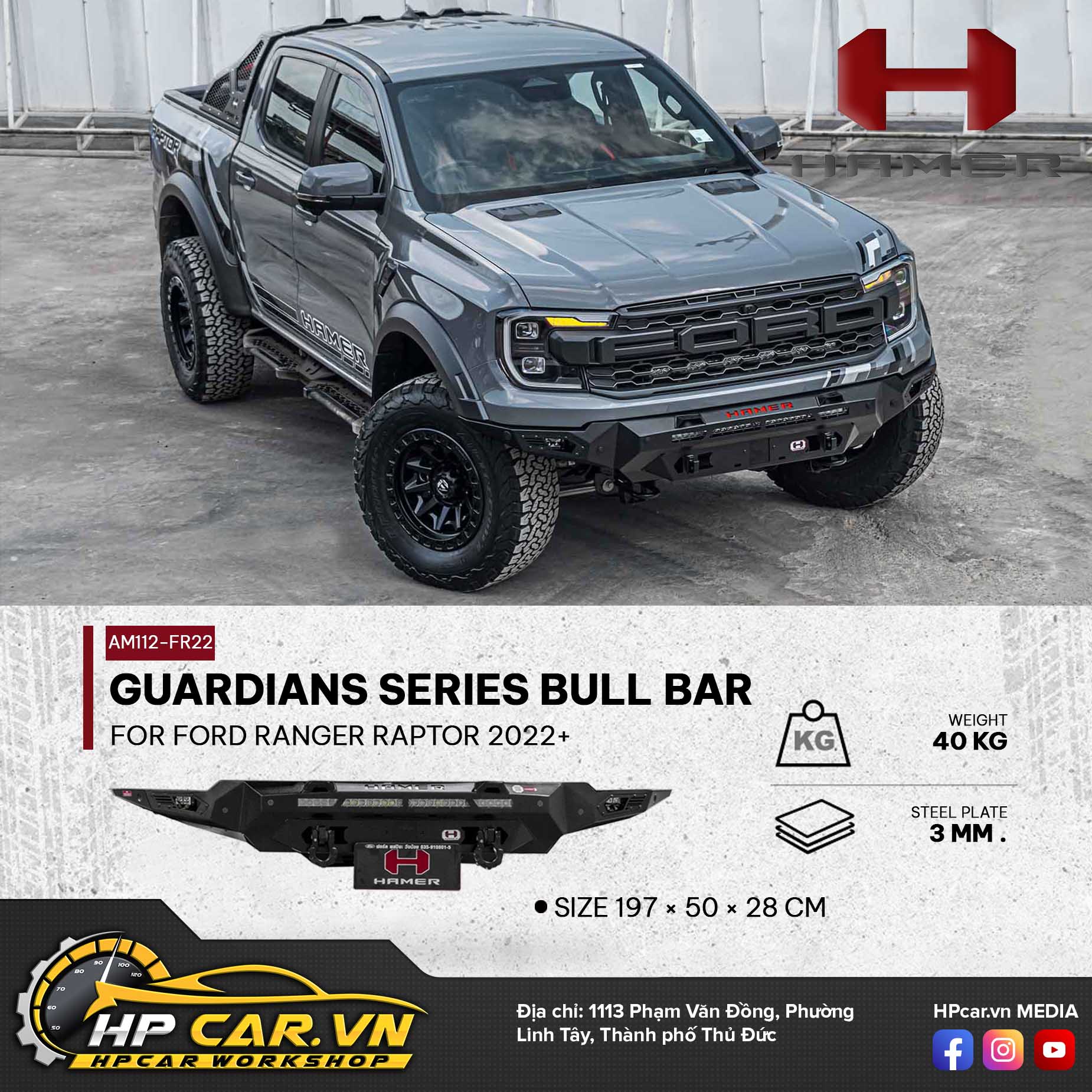GUARDIANS SERIES BULL BAR FOR FORD RANGER RAPTOR 2022+