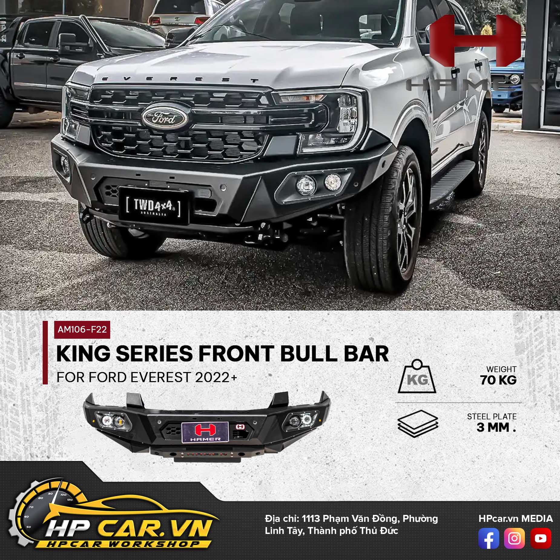 KING SERIES FRONT BULL BAR FOR FORD EVEREST 2022+ 11 king series front bull bar for ford everest 2022 hpcar 1