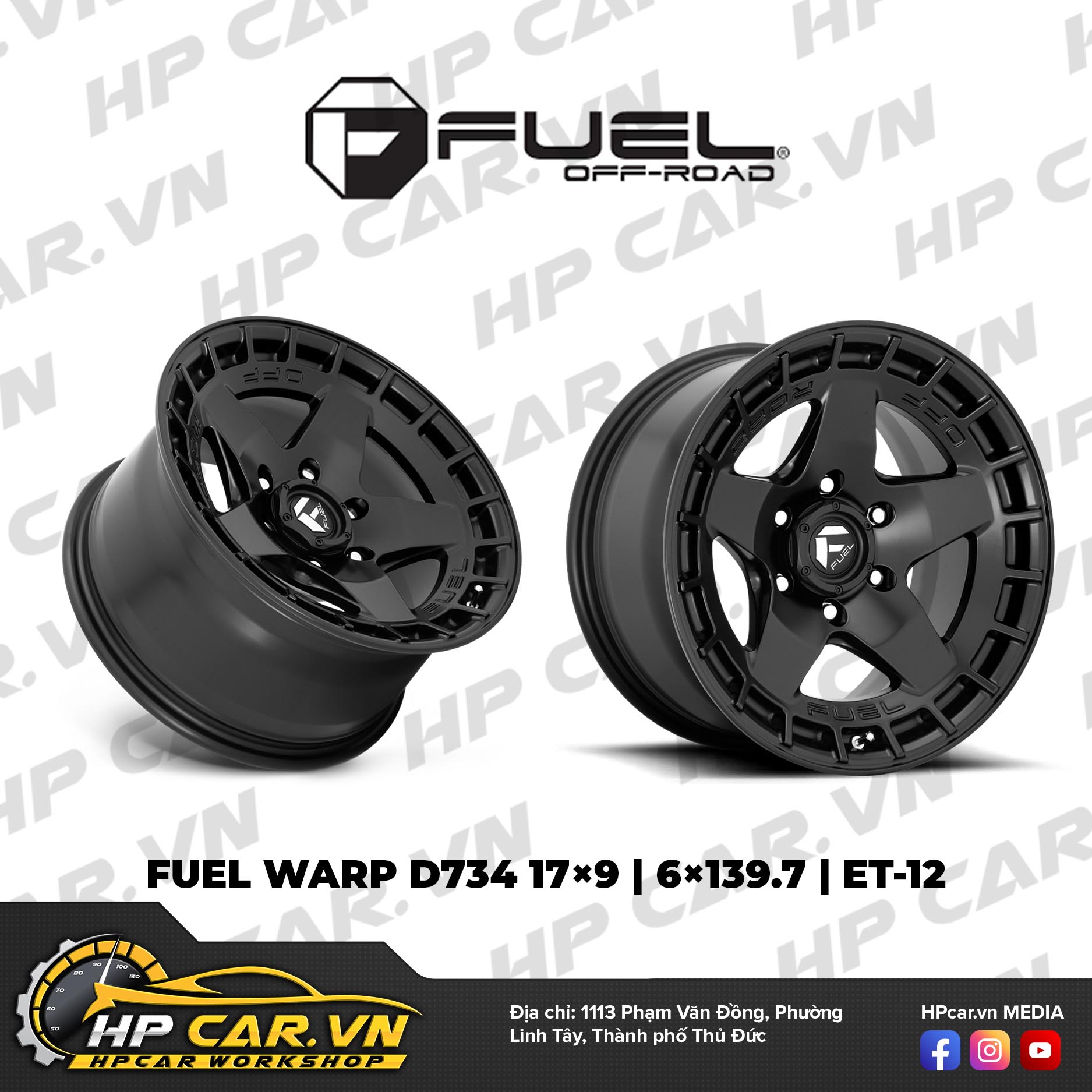 FUEL WARP D734 17×9 6×139.7 ET-12 18 FUEL WARP D734