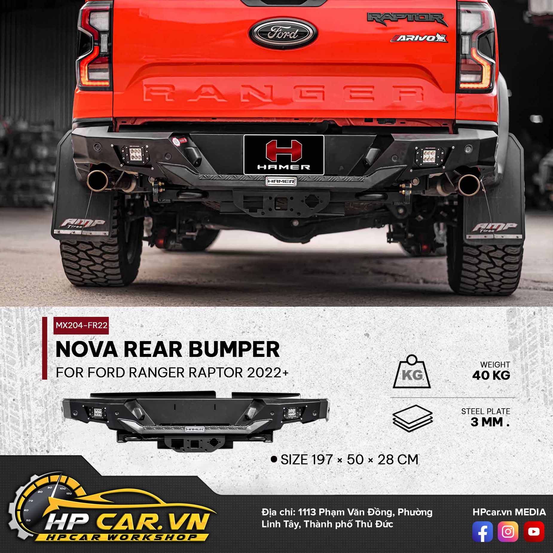 NOVA REAR BUMPER FOR FORD RANGER RAPTOR 2022+ 15 NOVA REAR BUMPER FOR FORD RANGER RAPTOR 2022+