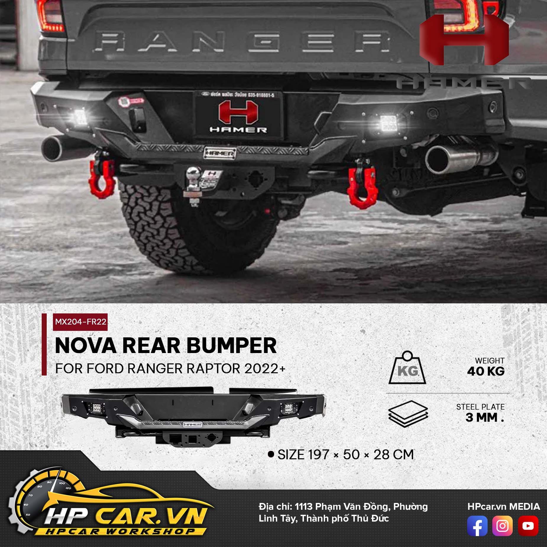 NOVA REAR BUMPER FOR FORD RANGER RAPTOR 2022+ 13 NOVA REAR BUMPER FOR FORD RANGER RAPTOR 2022+