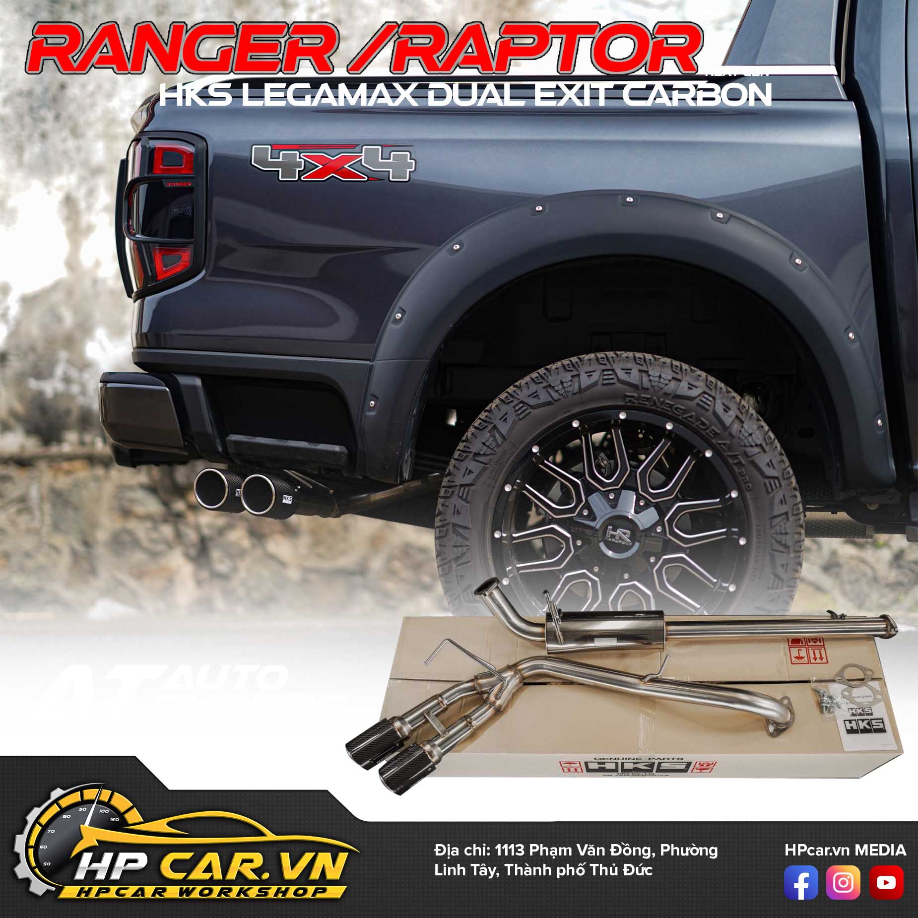 Ống xả HKS Legamax Dual Exit cho FORD RANGER - RAPTOR NEXT GEN