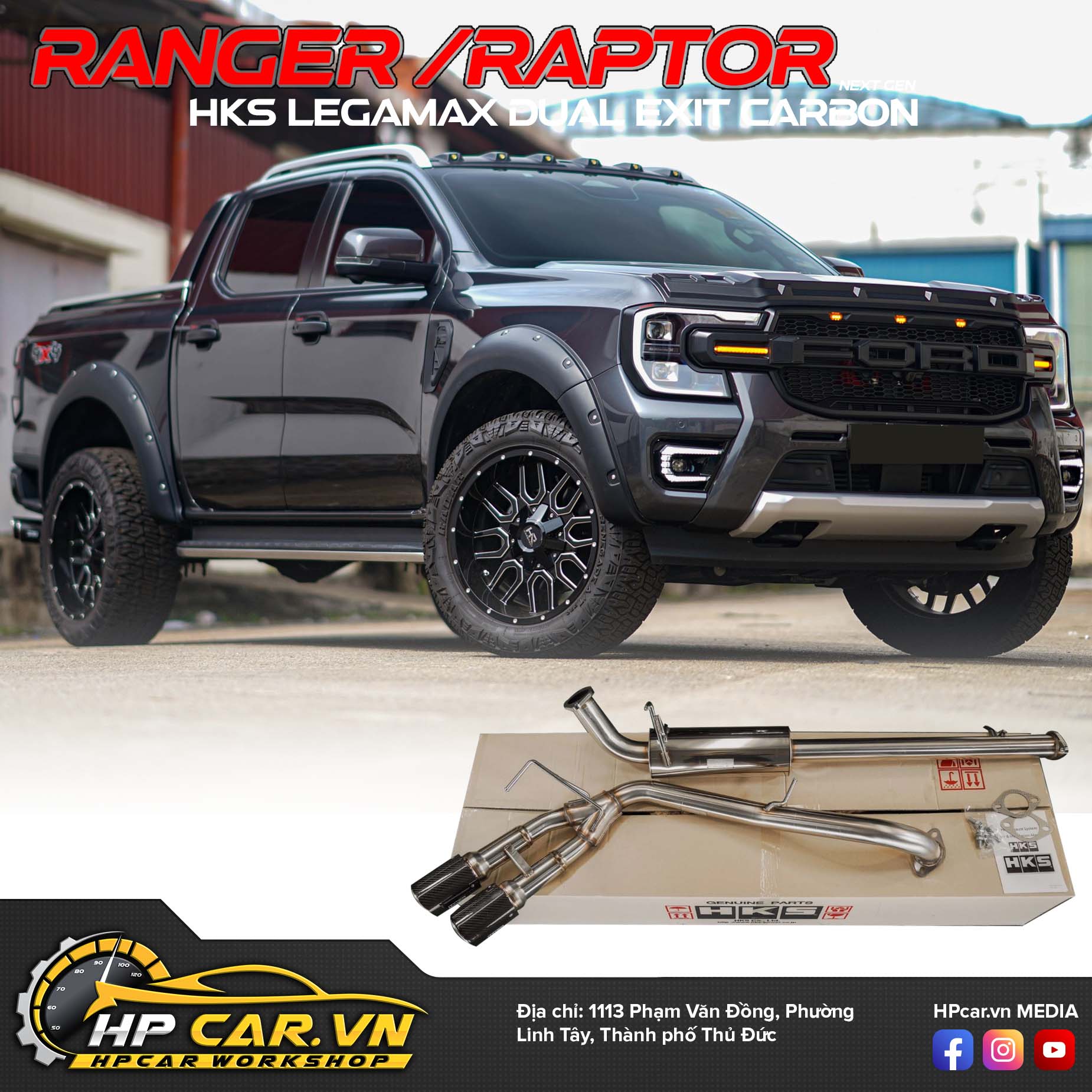 Ống xả HKS Legamax Dual Exit FORD RANGER - RAPTOR NEXT GEN