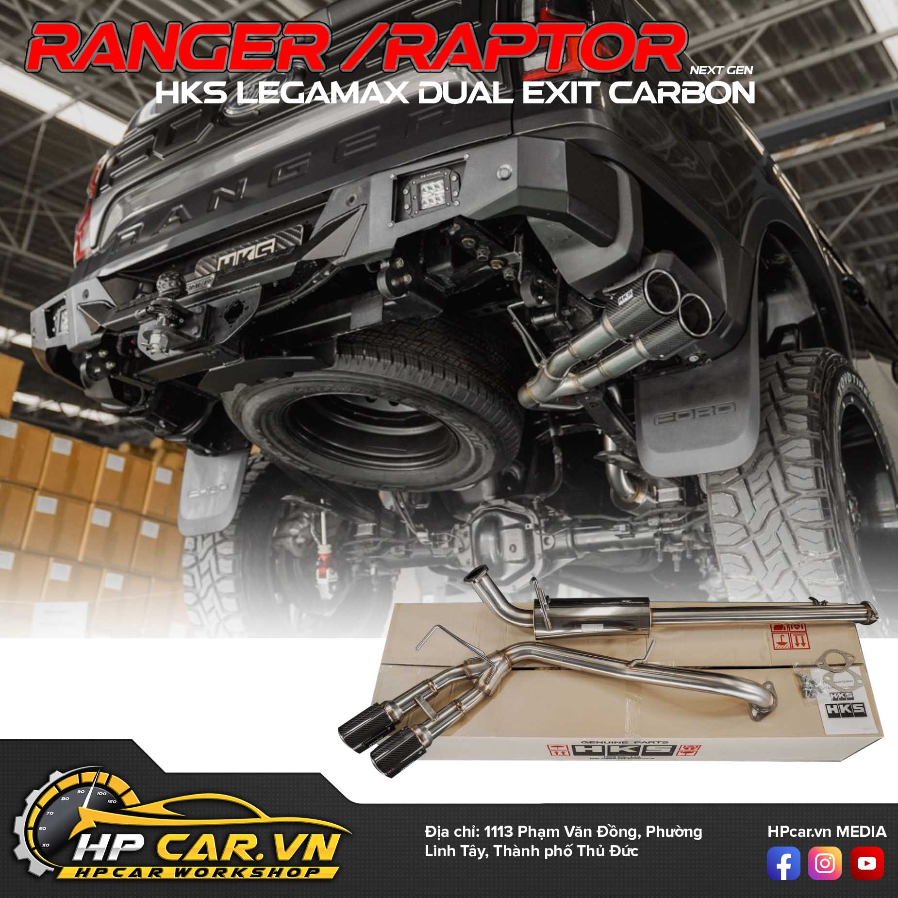 Ống xả HKS Legamax Dual Exit cho FORD RANGER - RAPTOR NEXT GEN