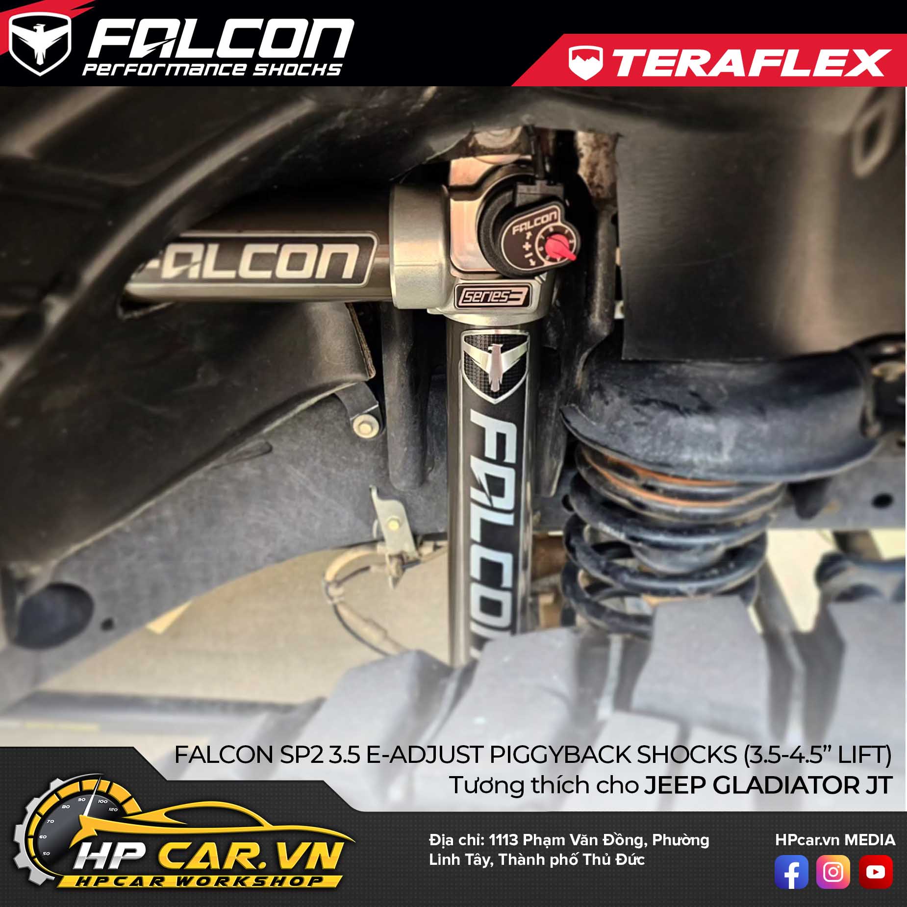 PHUỘC FALCON SP2 3.5 E-ADJUST PIGGYBACK SHOCKS CHO JEEP GLADIATOR JT (3.5-4.5” LIFT) 15 PHUỘC FALCON SP2 3.5 E-ADJUST PIGGYBACK SHOCKS (3.5-4.5” LIFT) CHO JEEP GLADIATOR JT