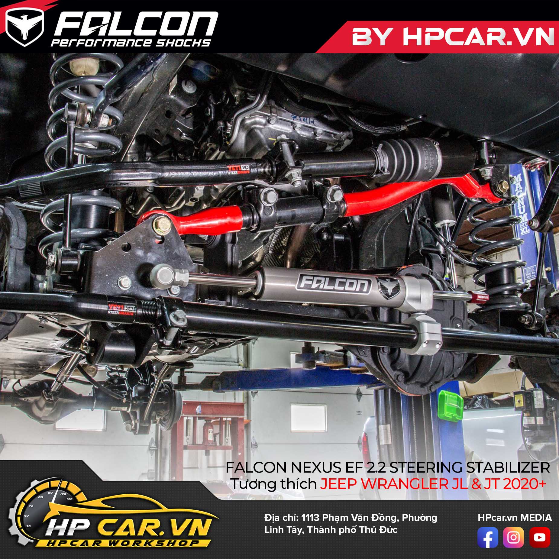 PHUỘC TRỢ LỰC LÁI ĐIỀU CHỈNH 3 VỊ TRÍ FALCON NEXUS EF 2.2 STEERING STABILIZER CHO JEEP JL & JT 13 PHUỘC TRỢ LỰC LÁI ĐIỀU CHỈNH 3 VỊ TRÍ FALCON NEXUS EF 2.2 STEERING STABILIZER CHO JEEP JL & JT