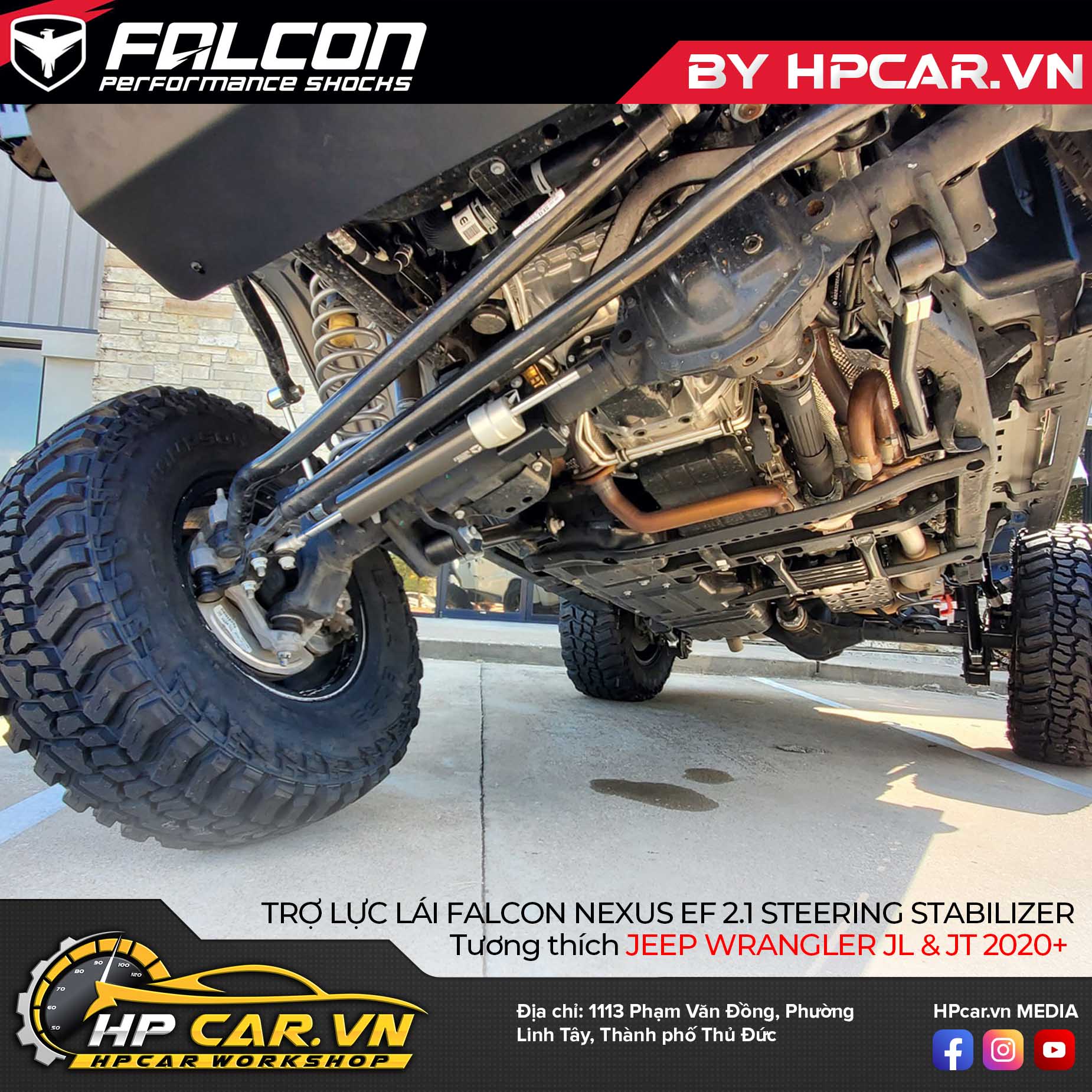 PHUỘC TRỢ LỰC LÁI FALCON NEXUS EF 2.1 STEERING STABILIZER CHO JEEP JL & JT 11 PHUỘC TRỢ LỰC LÁI FALCON NEXUS EF 2.1 STEERING STABILIZER CHO JEEP JL & JT