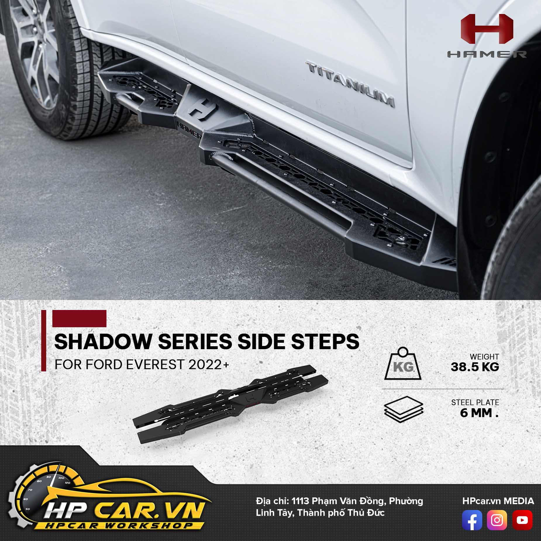 SHADOW SERIES SIDE STEPS FOR FORD EVEREST 2022+ 10 SHADOW SERIES SIDE STEPS FOR FORD EVEREST 2022+