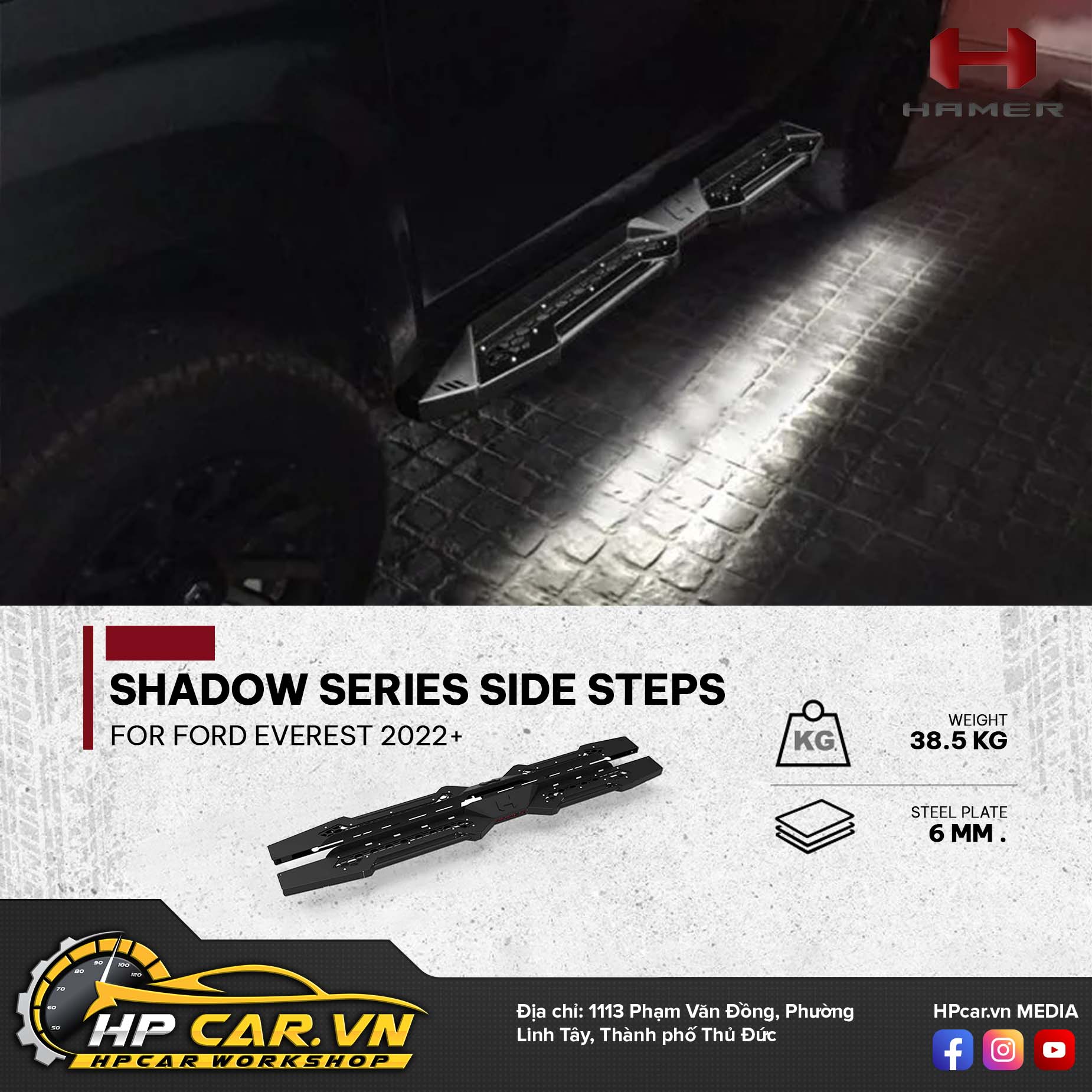 SHADOW SERIES SIDE STEPS FOR FORD EVEREST 2022+ 11 SHADOW SERIES SIDE STEPS FOR FORD EVEREST 2022+
