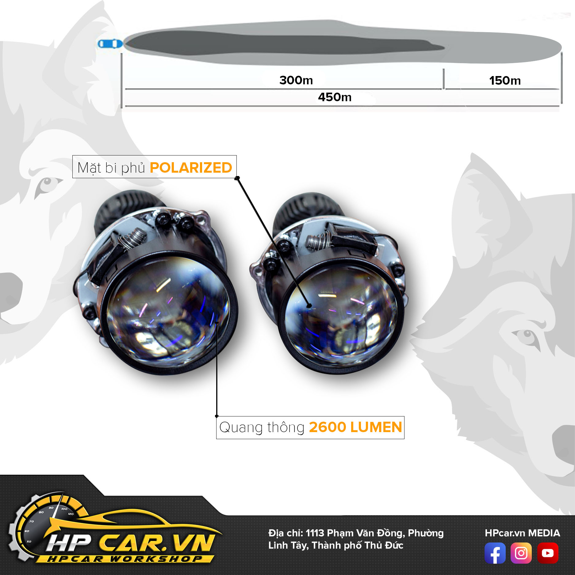 Bi Led Aozoom White Wolf Light – 2.0 inch 6 White Wolf Light – 2.0 inch cho ô tô