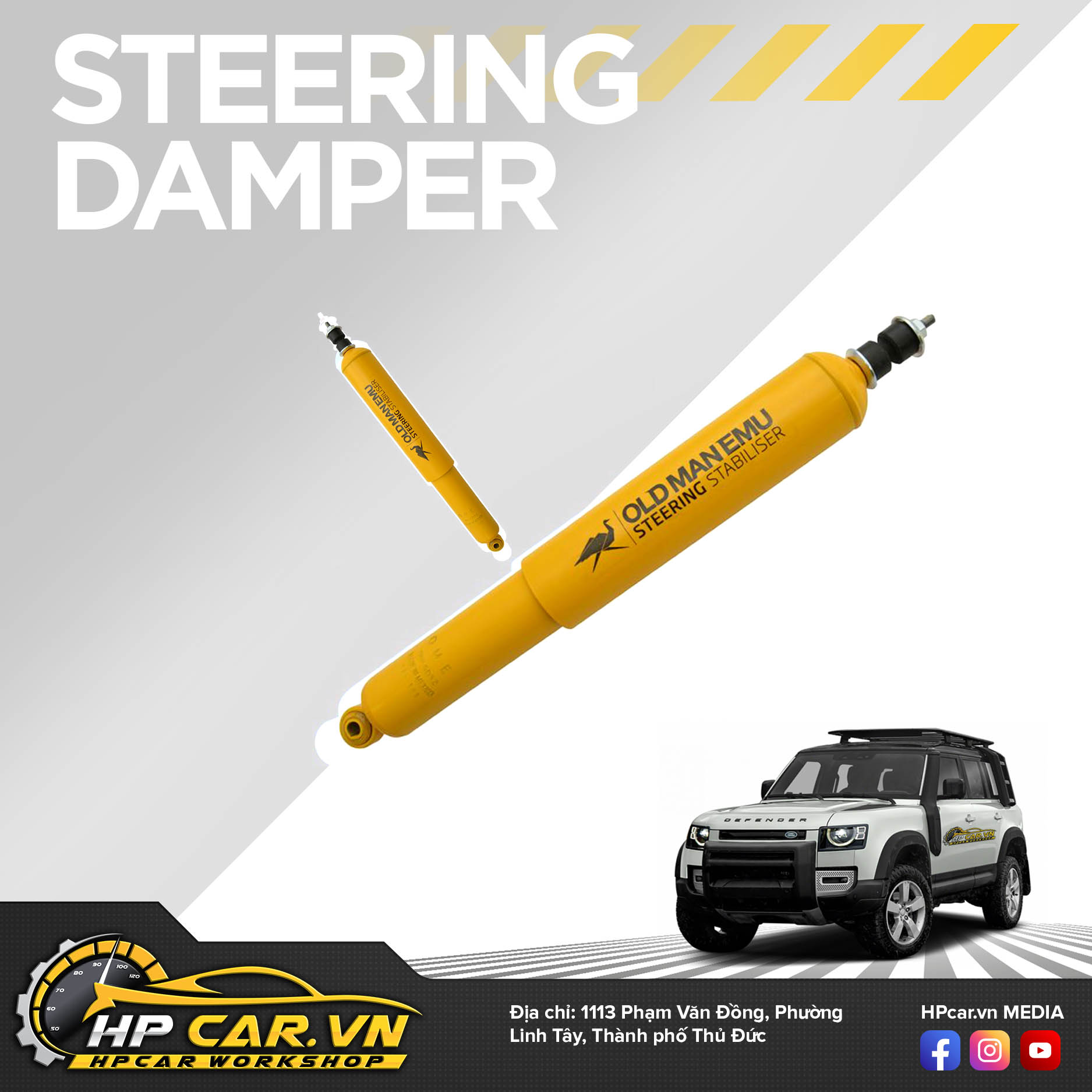 Phuộc OME LAND ROVER DEFENDER 110 (2009 - PRESENT) 6 Steering Damper