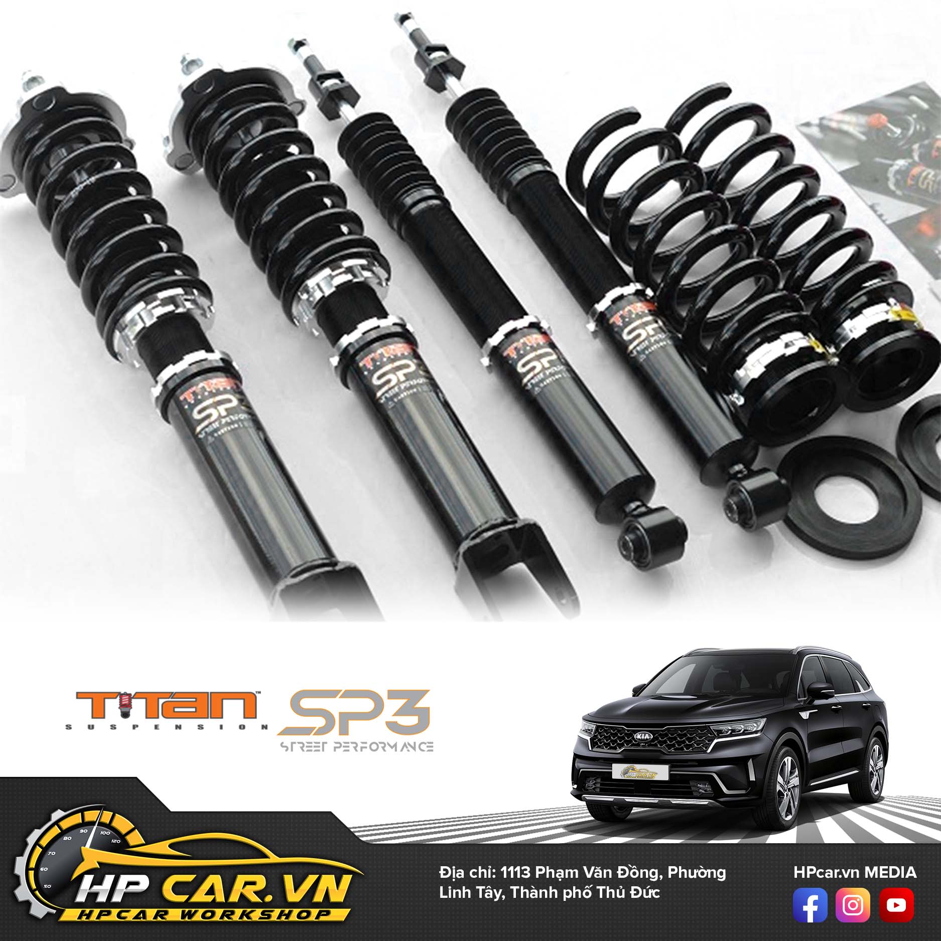 Phuộc TITAN SP3 KIA SORENTO 4 TITAN SP 3 Adjustable Coilover Suspension Kia Sorento1