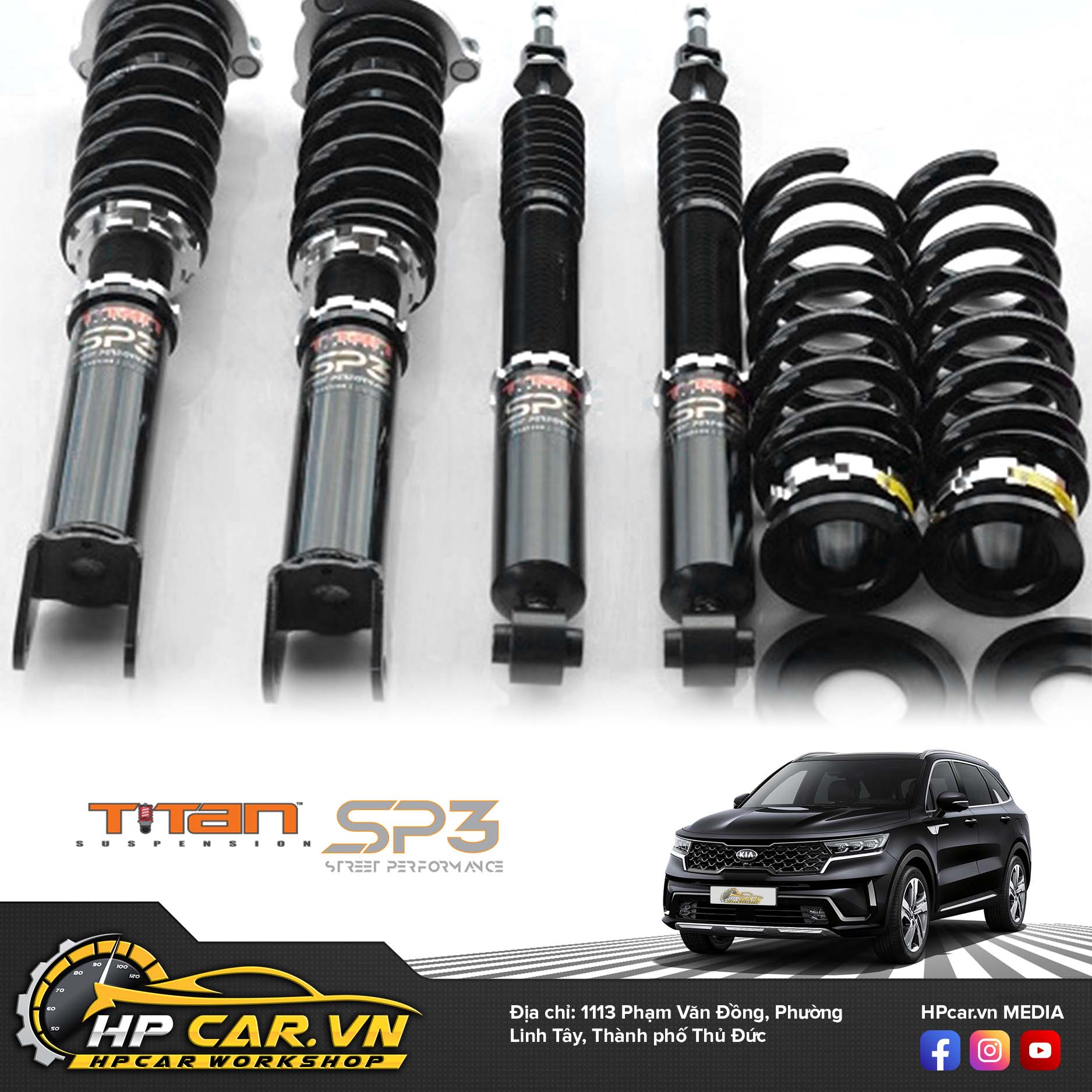 Phuộc TITAN SP3 KIA SORENTO 5 TITAN SP 3 Adjustable Coilover Suspension Kia Sorento2