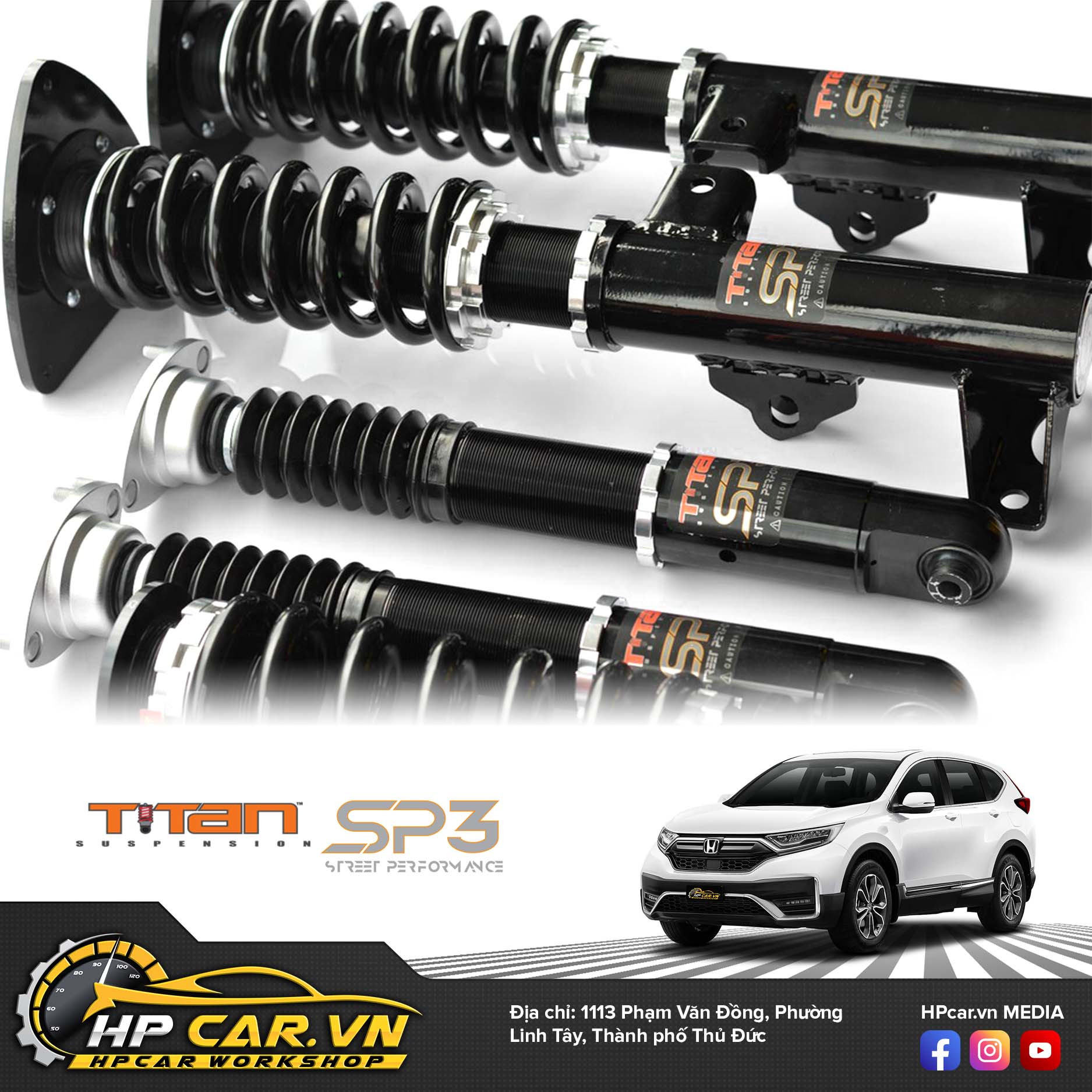 Phuộc TITAN SP3 HONDA CRV 5 TiTAN SP 3 HONDA CRV Shock Absorber Adjustable Coilover2