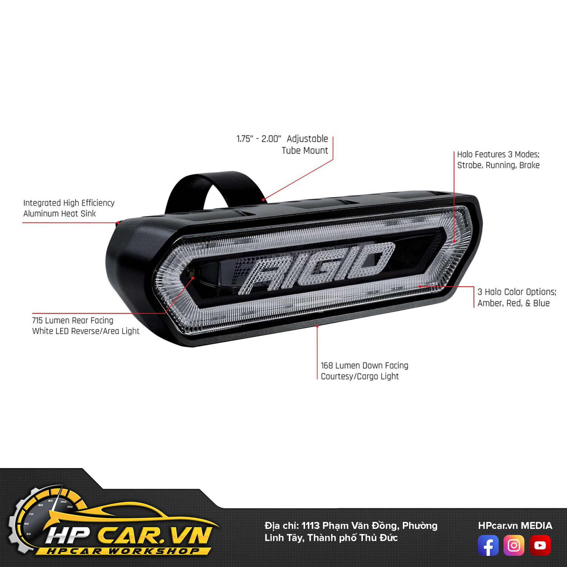 Đèn Led bar Rigid Chase Đỏ 8 den Led bar Rigid Chase 5