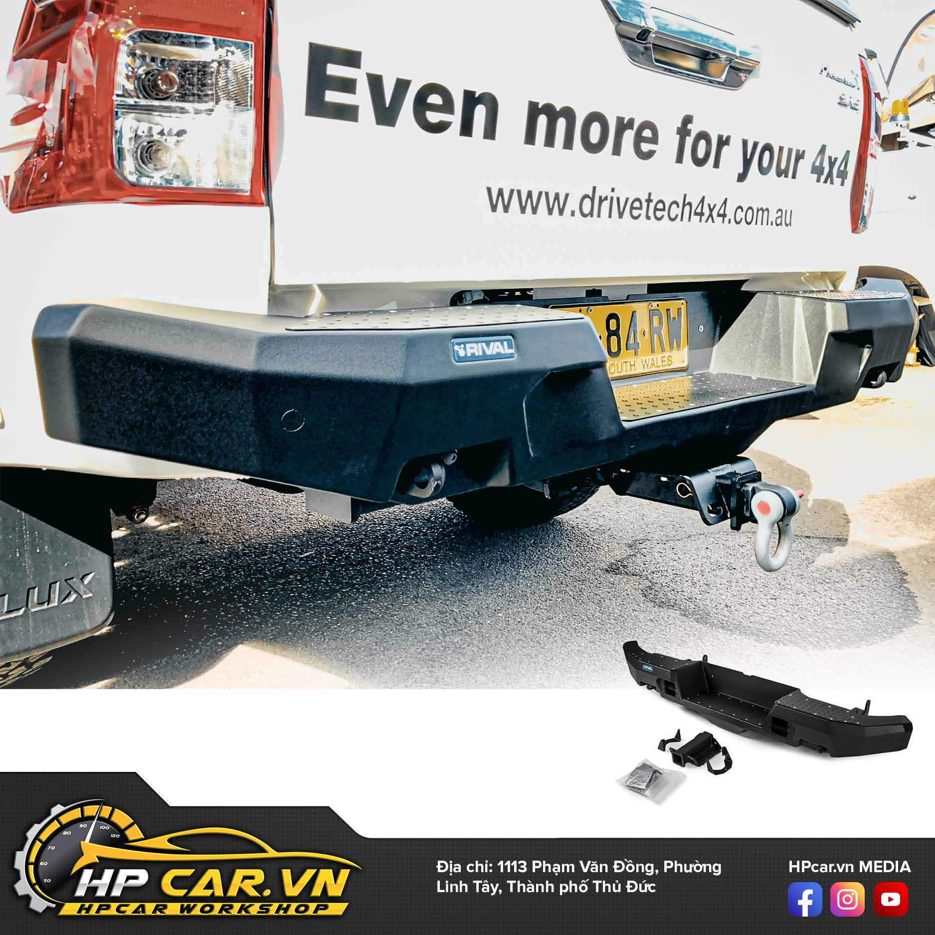 CẢN SAU RIVAL HỢP KIM NHÔM CHO TOYOTA HILUX 5 Cang sau RIVAL HILUX 3