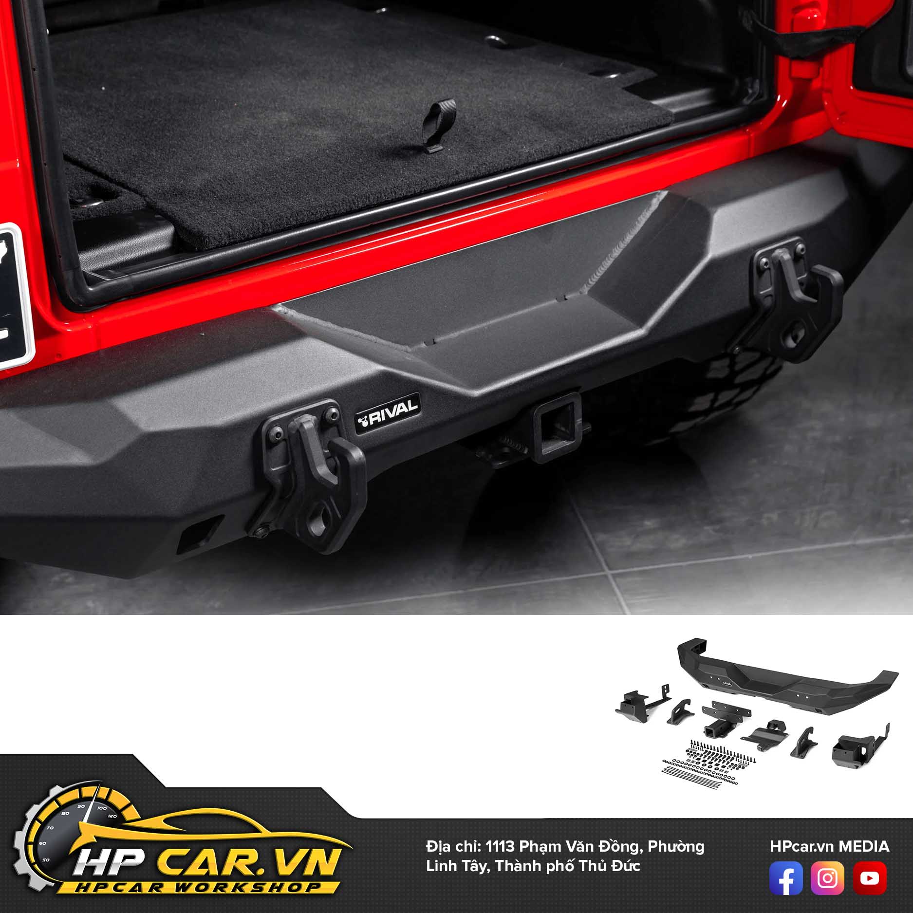 CẢN SAU RIVAL HỢP KIM NHÔM CHO JEEP WRANGLER 4 Cang sau RIVAL JEEP 1