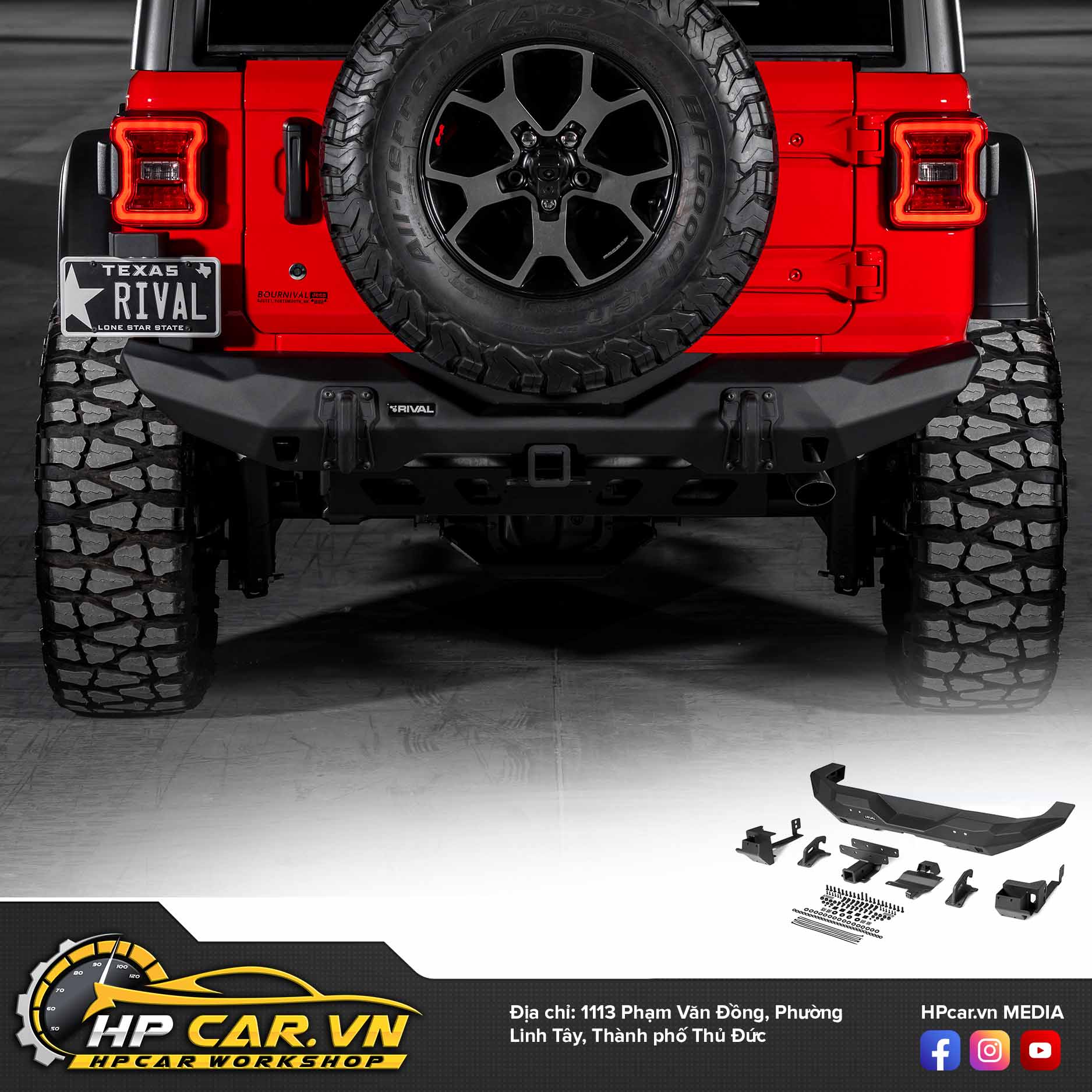 CẢN SAU RIVAL HỢP KIM NHÔM CHO JEEP WRANGLER 8 Cang sau RIVAL JEEP 5