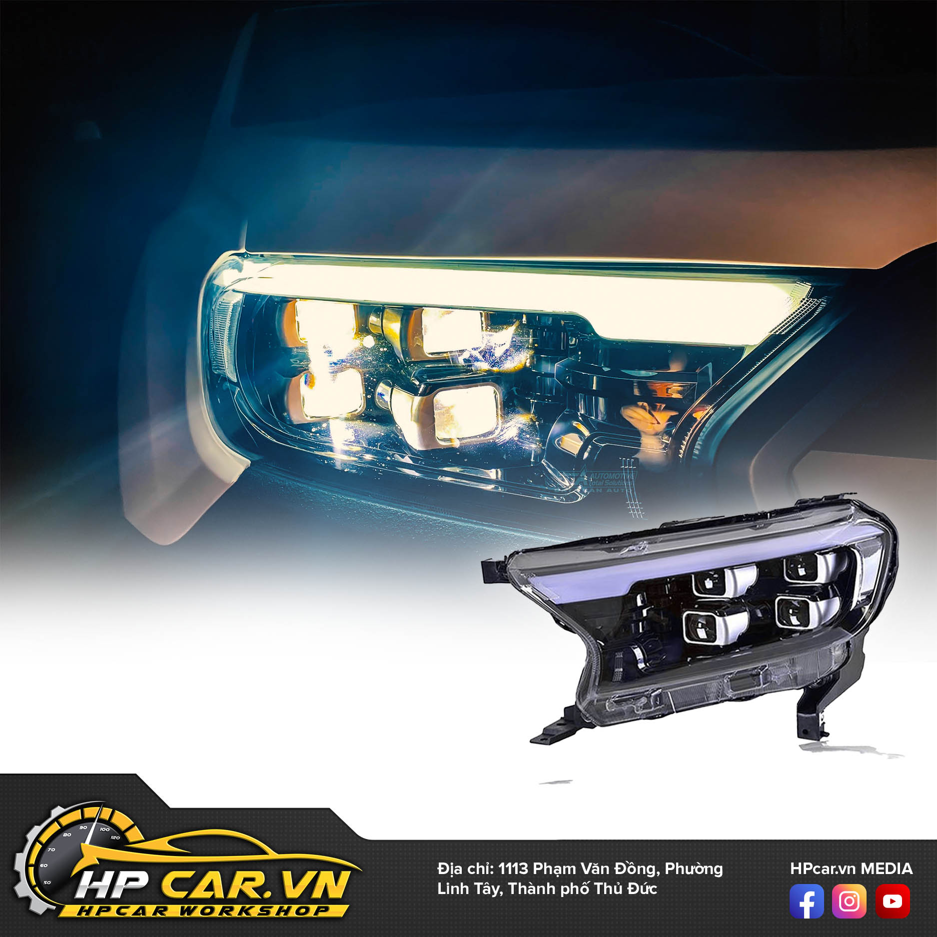 CỤM ĐÈN PHA BI LED 4 BEAM 7 CUM DEN PHA BI LED 4 BEAM 4