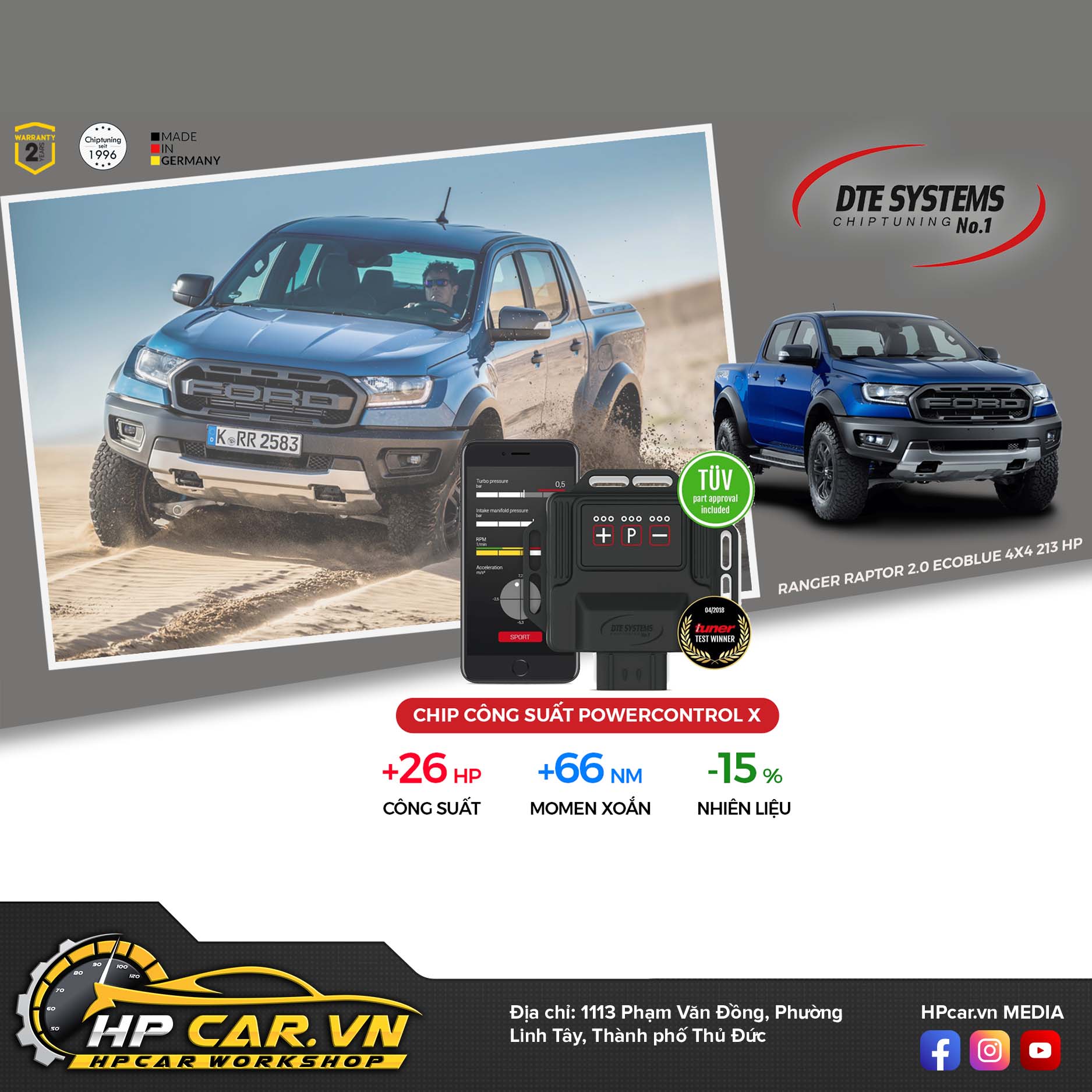CHIP CÔNG SUẤT POWERCONTROLX A068.552 CHO FORD RANGER RAPTOR 3 Chip cong suat powercontrol X