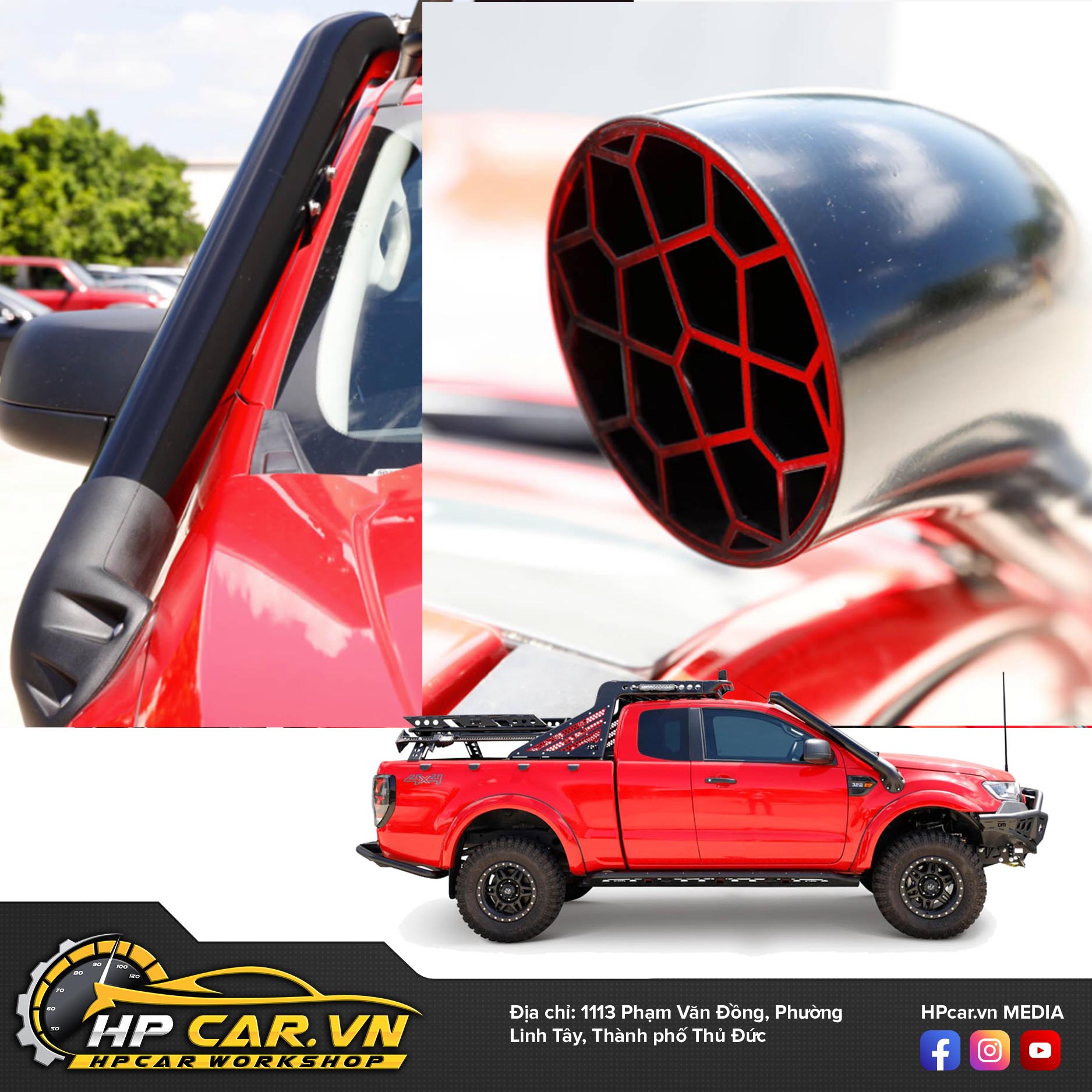 ỐNG THỞ TJM AIRTEC BRUSHED STAINLESS STEEL 3 ONG THO TJM AIRTEC BRUSHED STAINLESS STEEL CHO FORD RANGER 2012 1