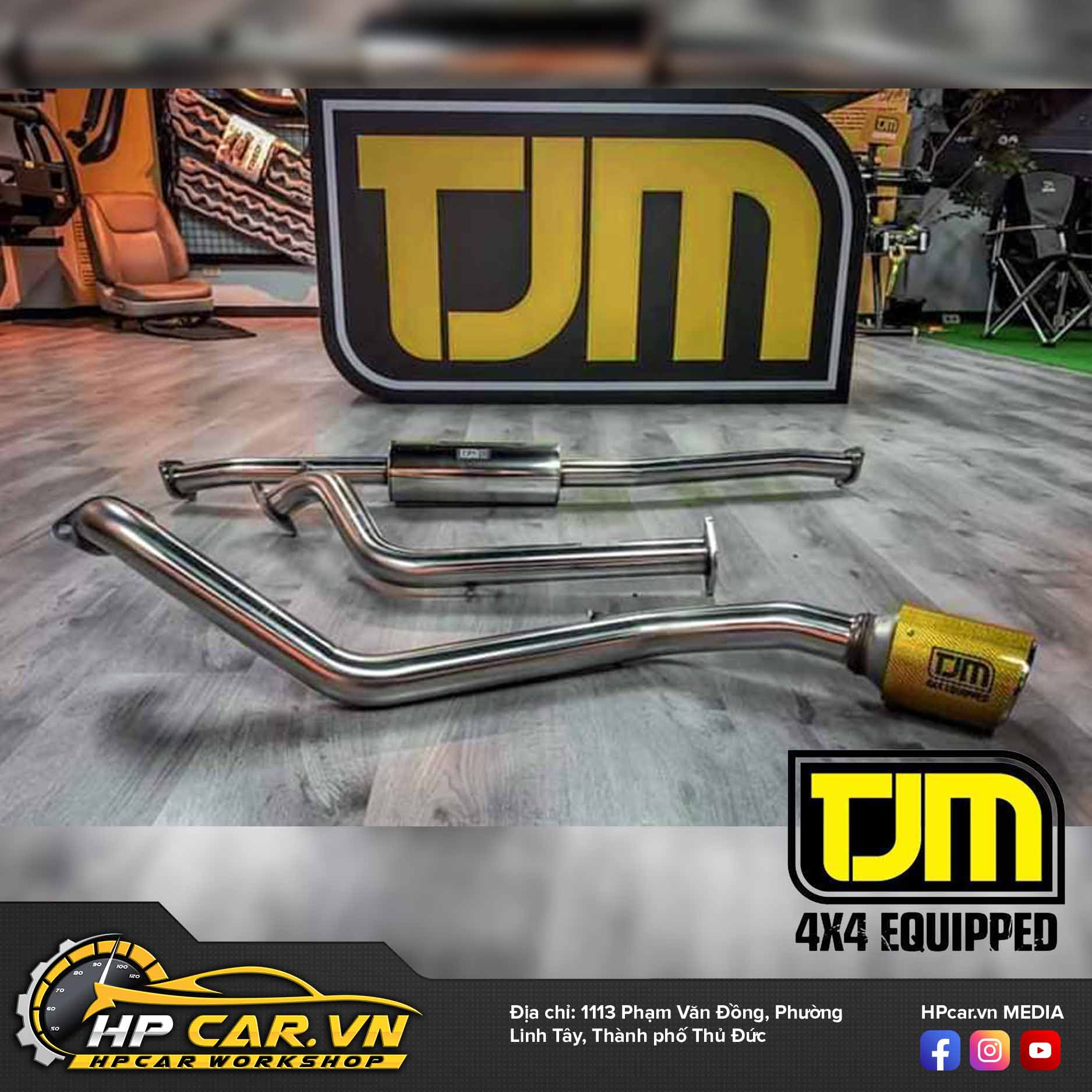 ỐNG XẢ ĐƠN TJM EXHAUST – GOLD CARBON TAIL CHO XE RAPTOR 6 ONG XA DON TJM EXHAUST – GOLD CARBON TAIL 3