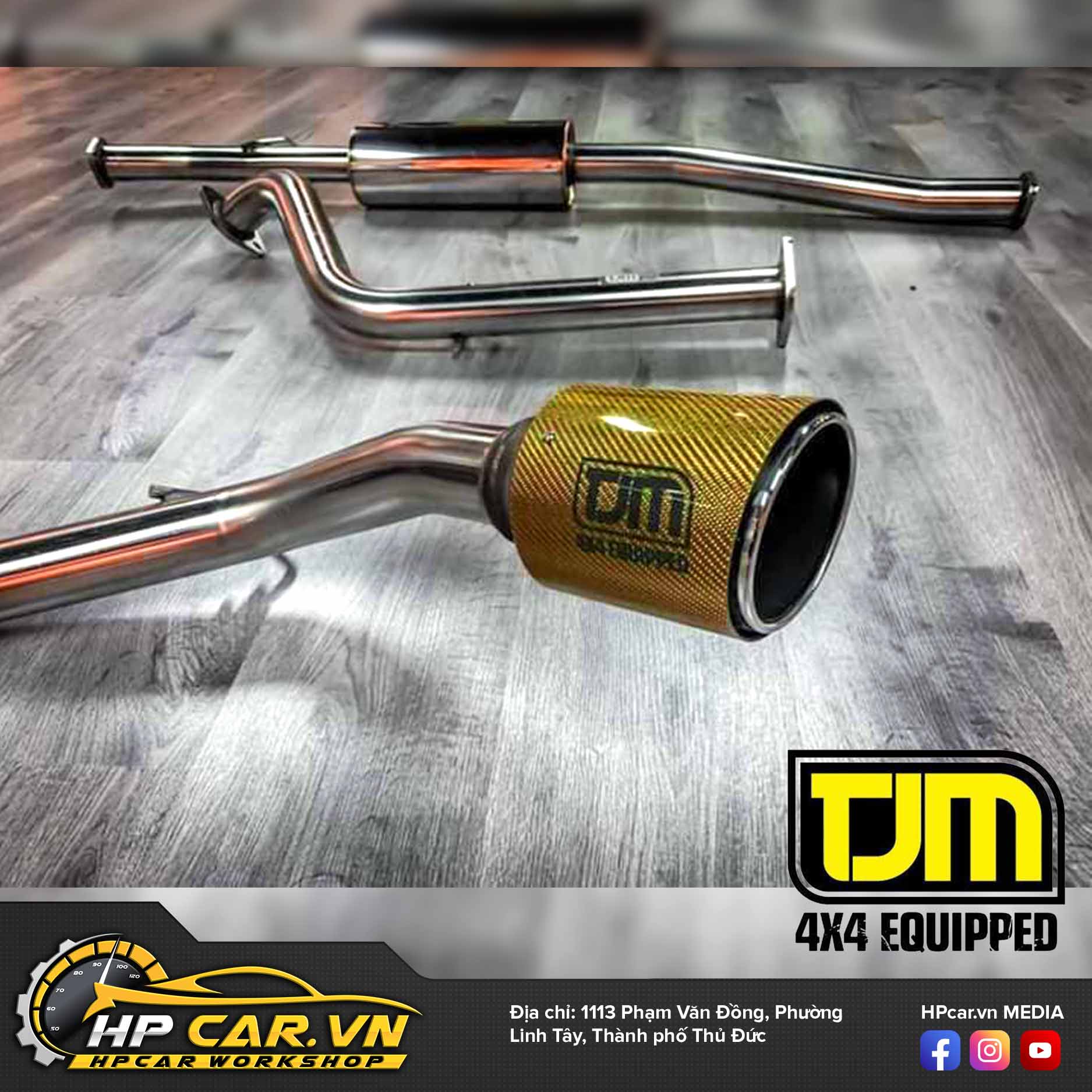 ỐNG XẢ ĐƠN TJM EXHAUST – GOLD CARBON TAIL CHO XE RAPTOR 7 ONG XA DON TJM EXHAUST – GOLD CARBON TAIL 4