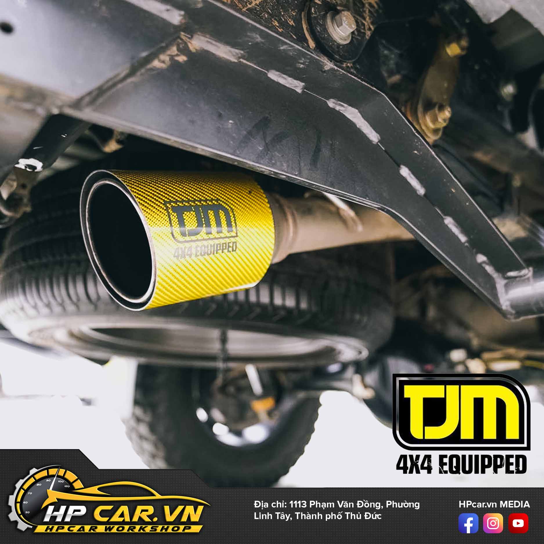 ỐNG XẢ ĐƠN TJM EXHAUST – GOLD CARBON TAIL CHO XE RAPTOR 3 ONG XA DON TJM EXHAUST – GOLD CARBON TAIL