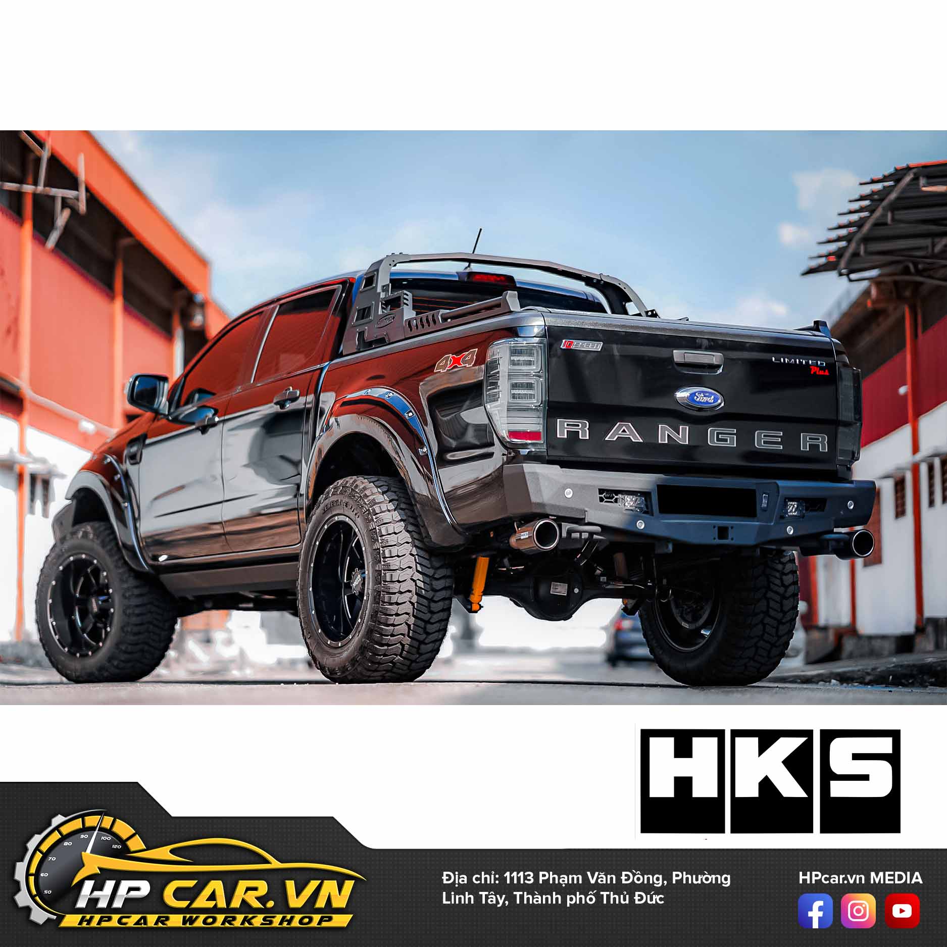 ỐNG XẢ HKS LEGAMAX CARBON DUAL TAIL CHO FORD RANGER RAPTOR 7 𝐇𝐊𝐒 𝐋𝐞𝐠𝐚𝐦𝐚𝐱 𝐭𝐰𝐢𝐧 𝐞𝐱𝐢𝐭 on a Ford Ranger