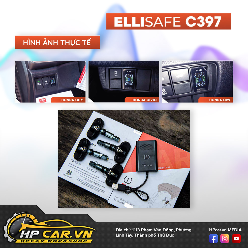 Hệ Thống Cảm Biến Cảnh Báo Áp Suất Lốp Cho Xe Honda TPMS C393 4 Cam Bien Ap Suat Lop C397 Cho Lo Cho Xe Honda Dien Thoai 1