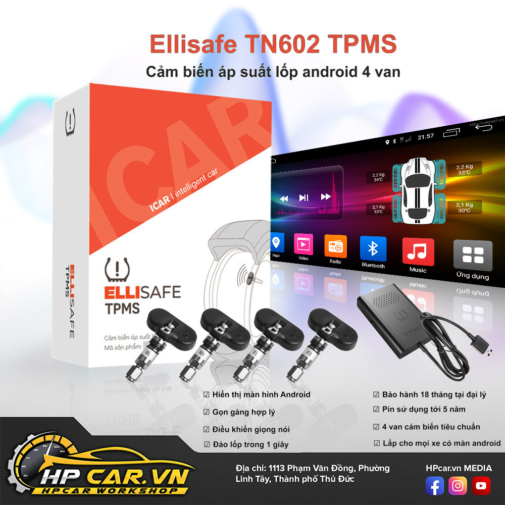 Cảm Biến Áp Suất Lốp Kết Nối USB ICar TN602 3 Cam Bien Ap Suat Lop Ket Noi USB ICar TN602 2