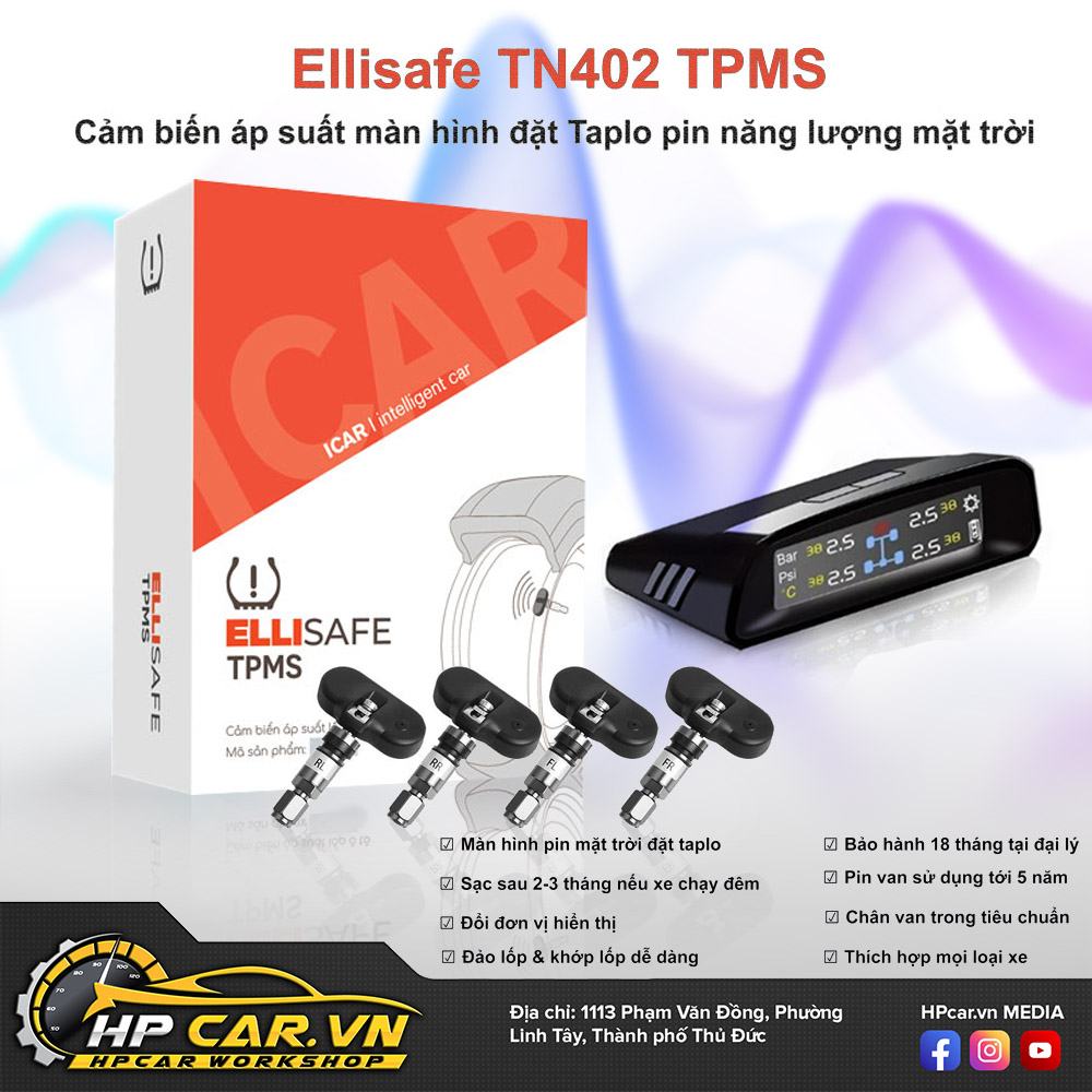 Hệ thống cảm biến áp suất lốp năng lượng mặt trời TN402 có màn hình 3 He Thong Cam Bien Ap Suat Lop Nang Luong Mat Troi TN402 Co Man Hinh