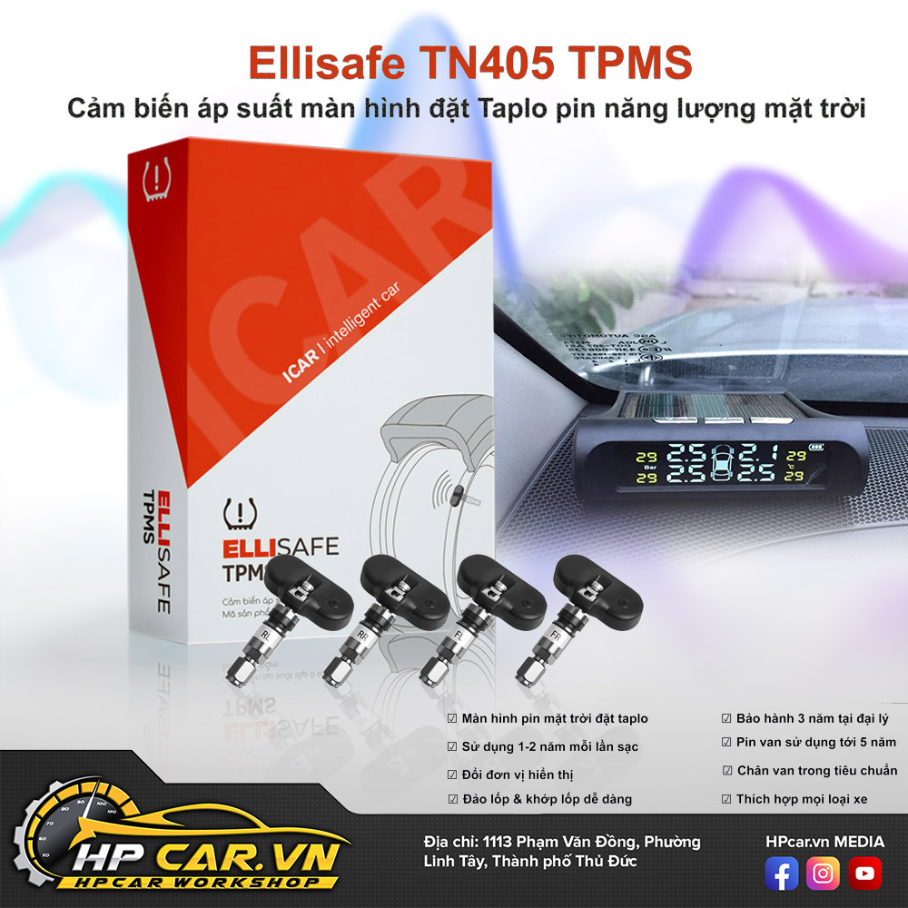 Hệ thống cảm biến áp suất lốp TN405 có màn hình năng lượng mặt trời 5 He Thong Cam Bien Ap Suat Lop TN405 Co Man Hinh Nang Luong Mat Troi 1
