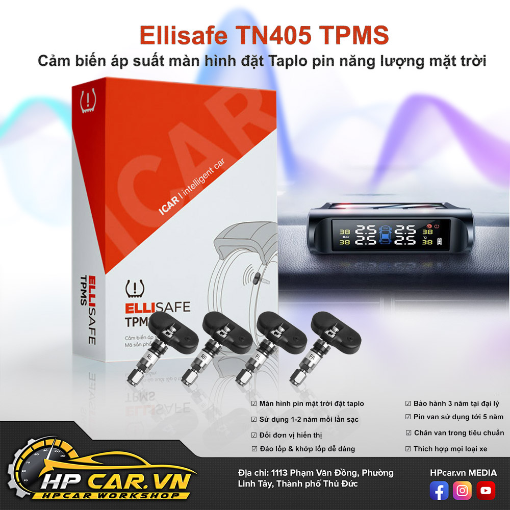 Hệ thống cảm biến áp suất lốp TN405 có màn hình năng lượng mặt trời 4 He Thong Cam Bien Ap Suat Lop TN405 Co Man Hinh Nang Luong Mat Troi 2