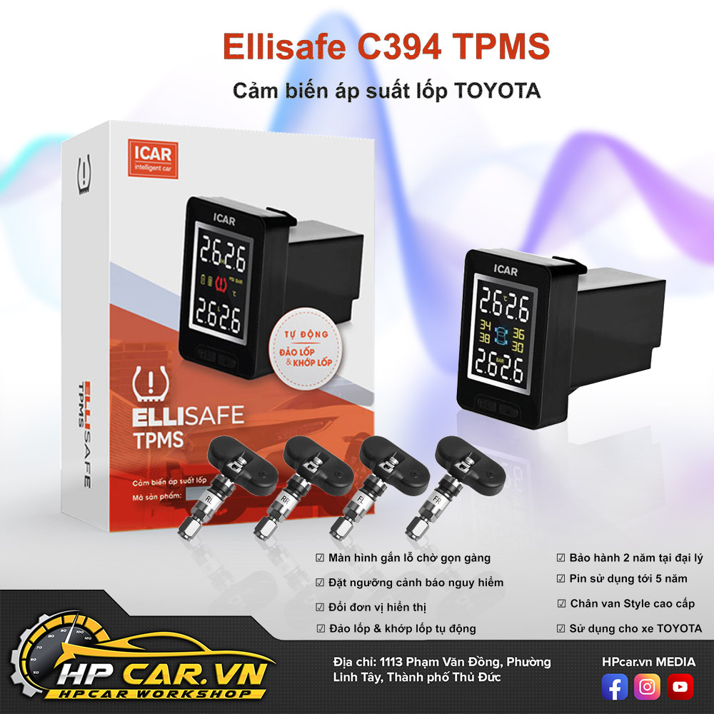 Hệ Thống Cảm Biến Cảnh Báo Áp Suất Lốp C394 Cho Xe Toyota 2 he thong cam bien ap suat lop c394